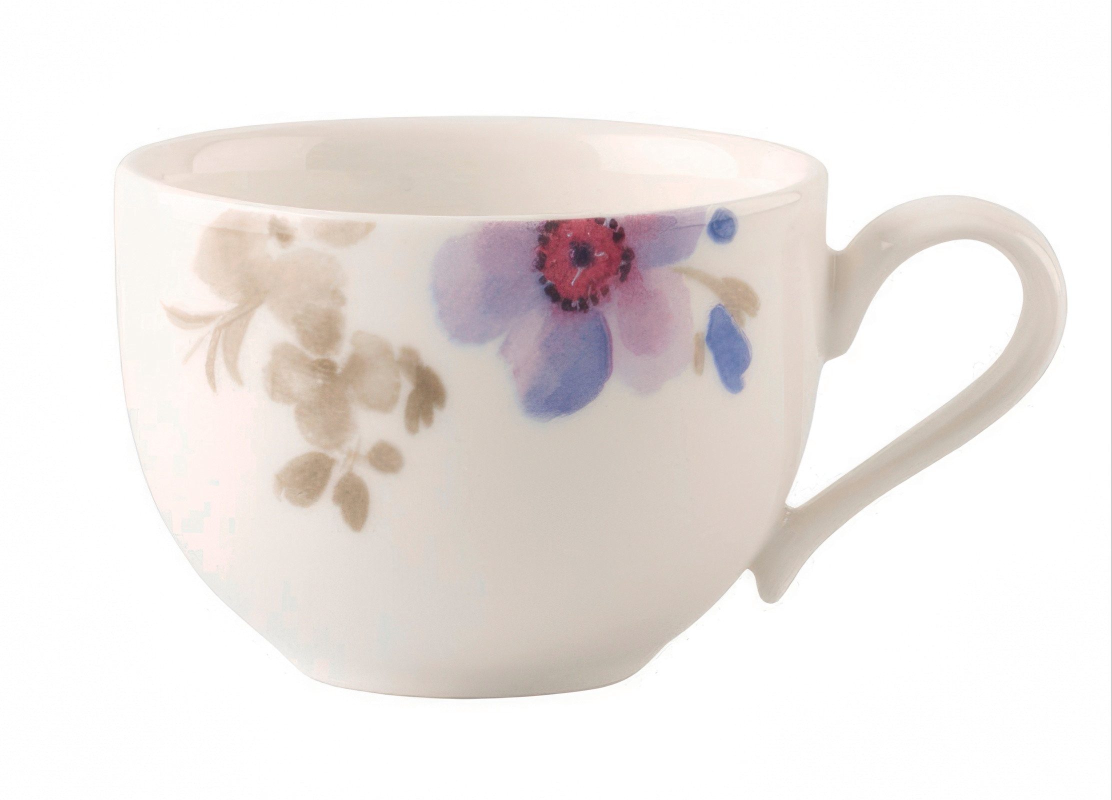 Villeroy & Boch Espressotasse Mariefleur Gris, Porzellan, Spülmaschinengeeignet, Mehrfarbig, Motiv: Blumen