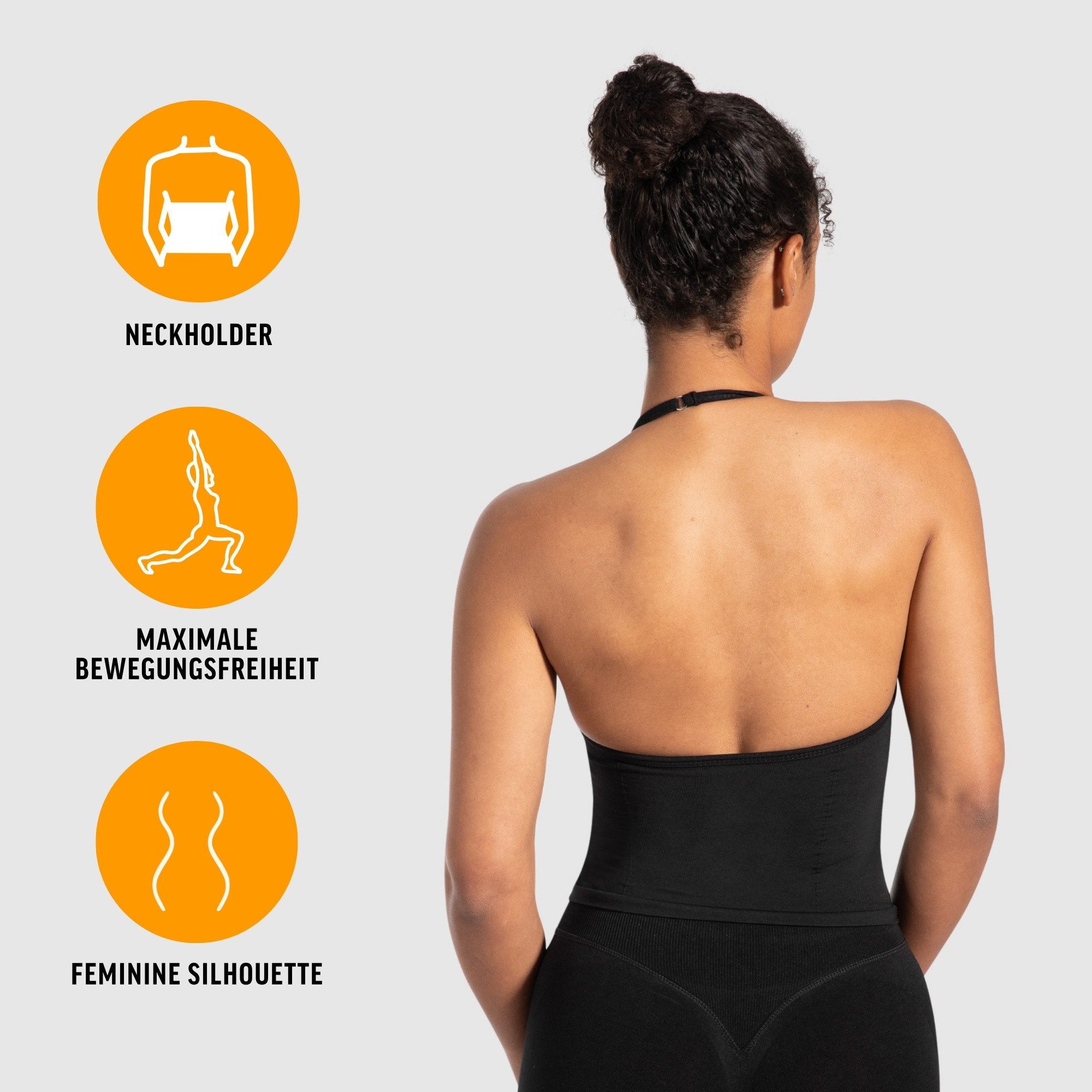 Smilodox Tanktop Malena, Crop Neckholder Sporttop, Ringdetails, Rückenfrei Tanktop nahtlos figurbetont, Sport Freizeit Yoga stylische Looks