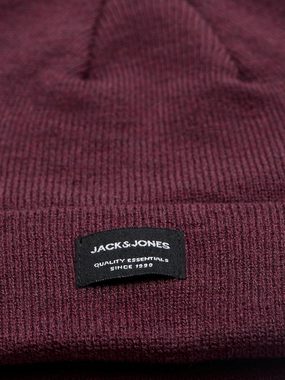 Jack & Jones Strickmütze Beanie Wollmütze Gerippte Wintermütze Cuff Hipster (2-St., casual) 4669 in Schwarz-Rot