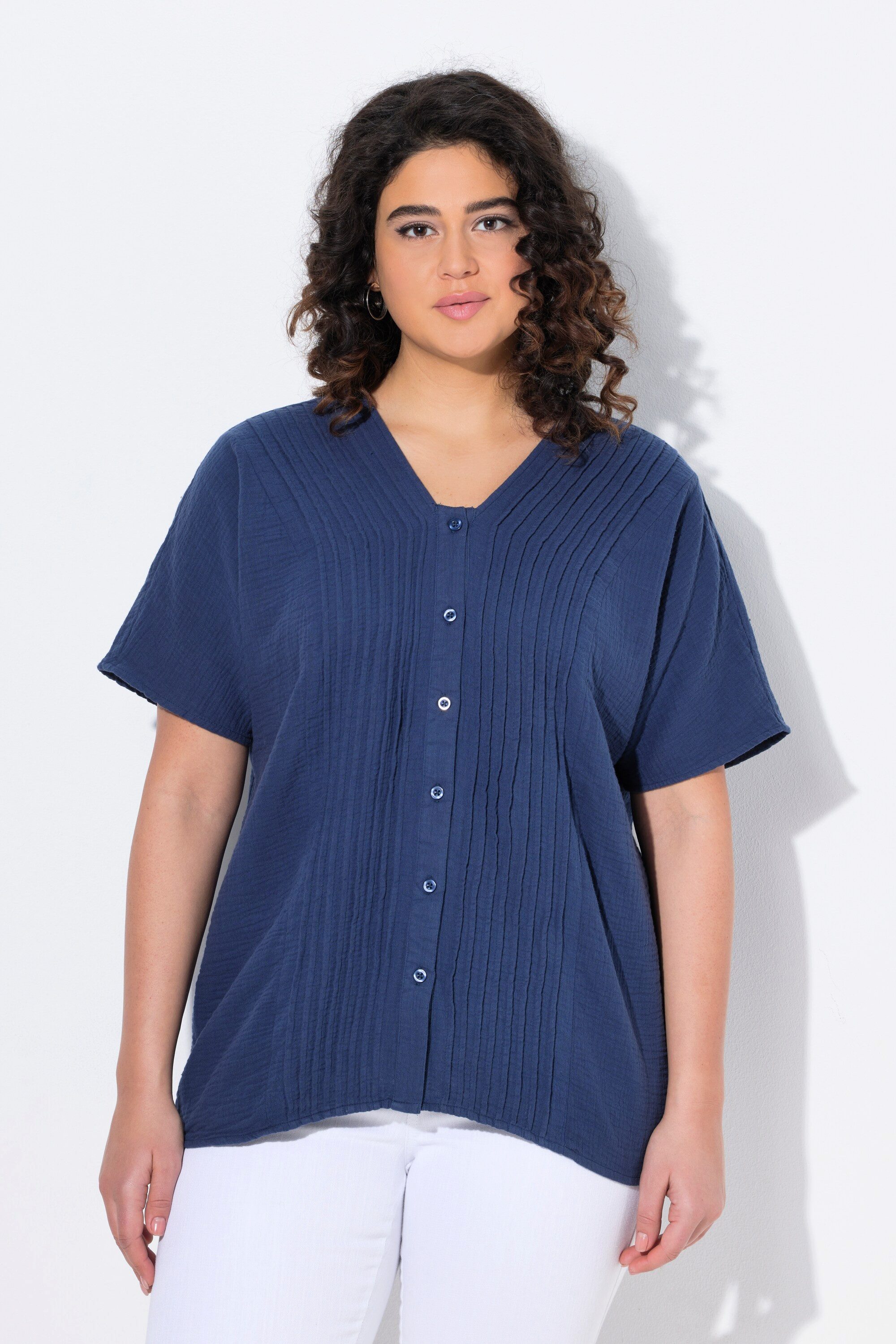 Ulla Popken Druckbluse Musselin-Bluse Oversized Biesen günstig online kaufen