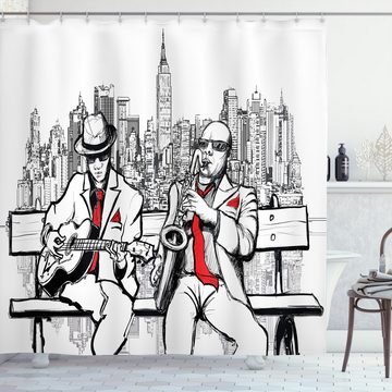 Abakuhaus Duschvorhang Moderner Digitaldruck mit 12 Haken auf Stoff Wasser Resistent Breite 175 cm, Höhe 180 cm, Retro Beats in New York Nacht