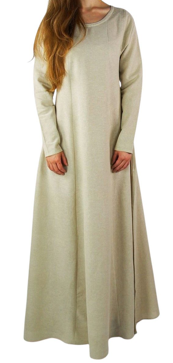 Leonardo Carbone Wikinger-Kostüm Unterkleid "Scarlet" mit Rundhalsausschnitt, hochwertige Baumwolle, fließende bodenlange Silhouette