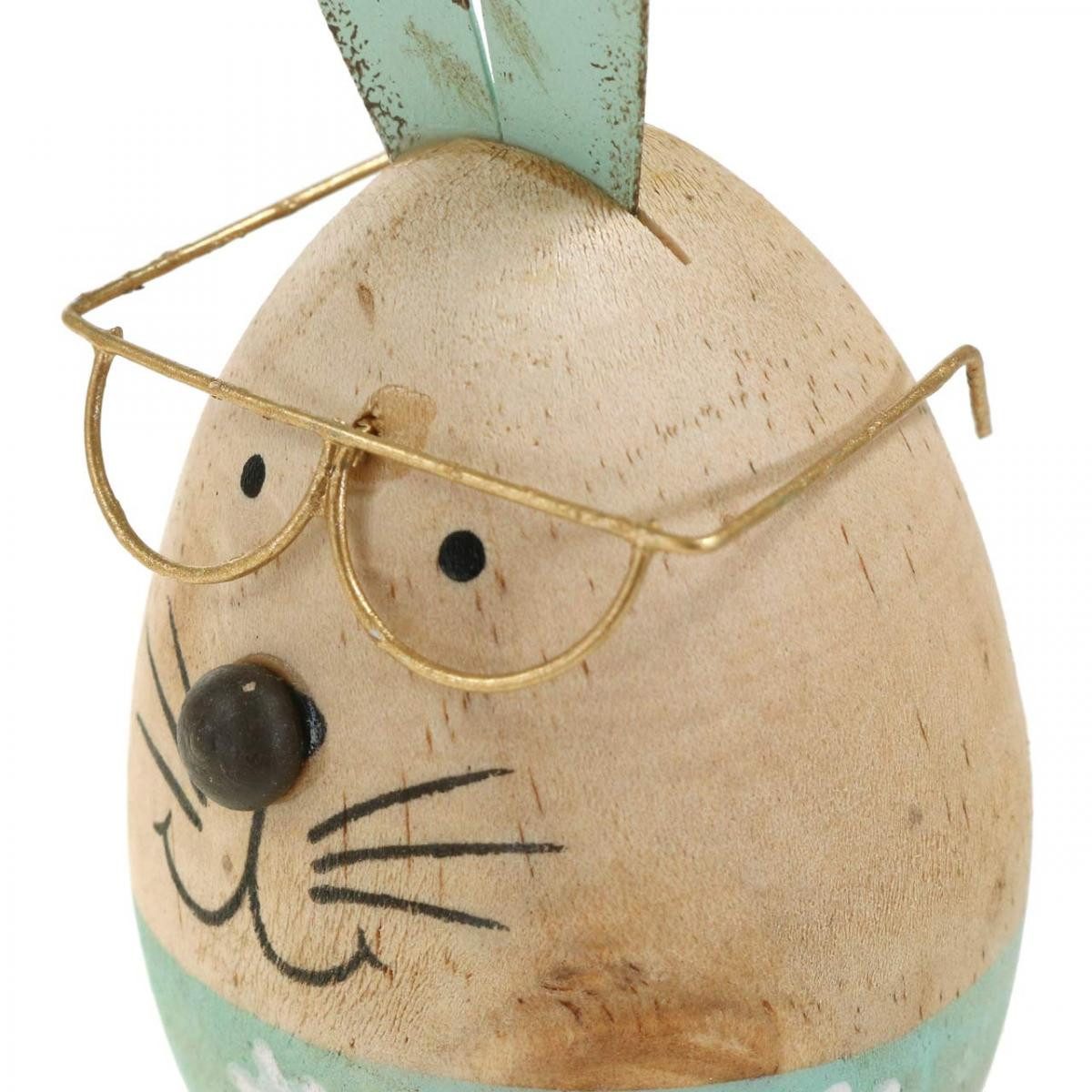 Viana Osterfigur Osterhase mit Brille Holzfigur Deko Ei Set H13,5cm 3er Pack, 3 Stück