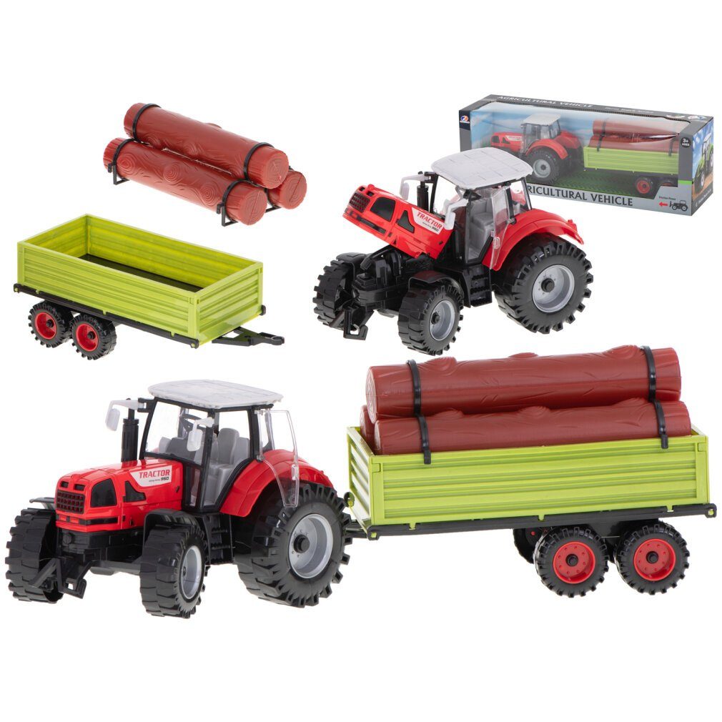 Ikonka Spielzeug-Auto »Traktor, landwirtschaftliches Fahrzeug mit Anhänger  + Holzpfähle« online kaufen | OTTO