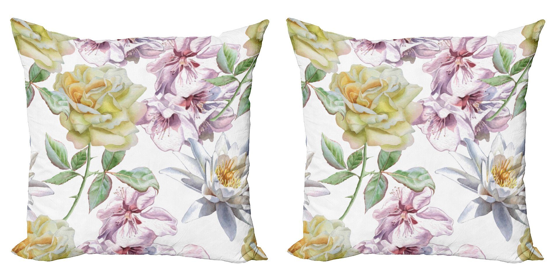 Kissenbezüge Modern Accent Doppelseitiger Digitaldruck, Abakuhaus (2 Stück), Blumen Rosenblätter Sakura Lily