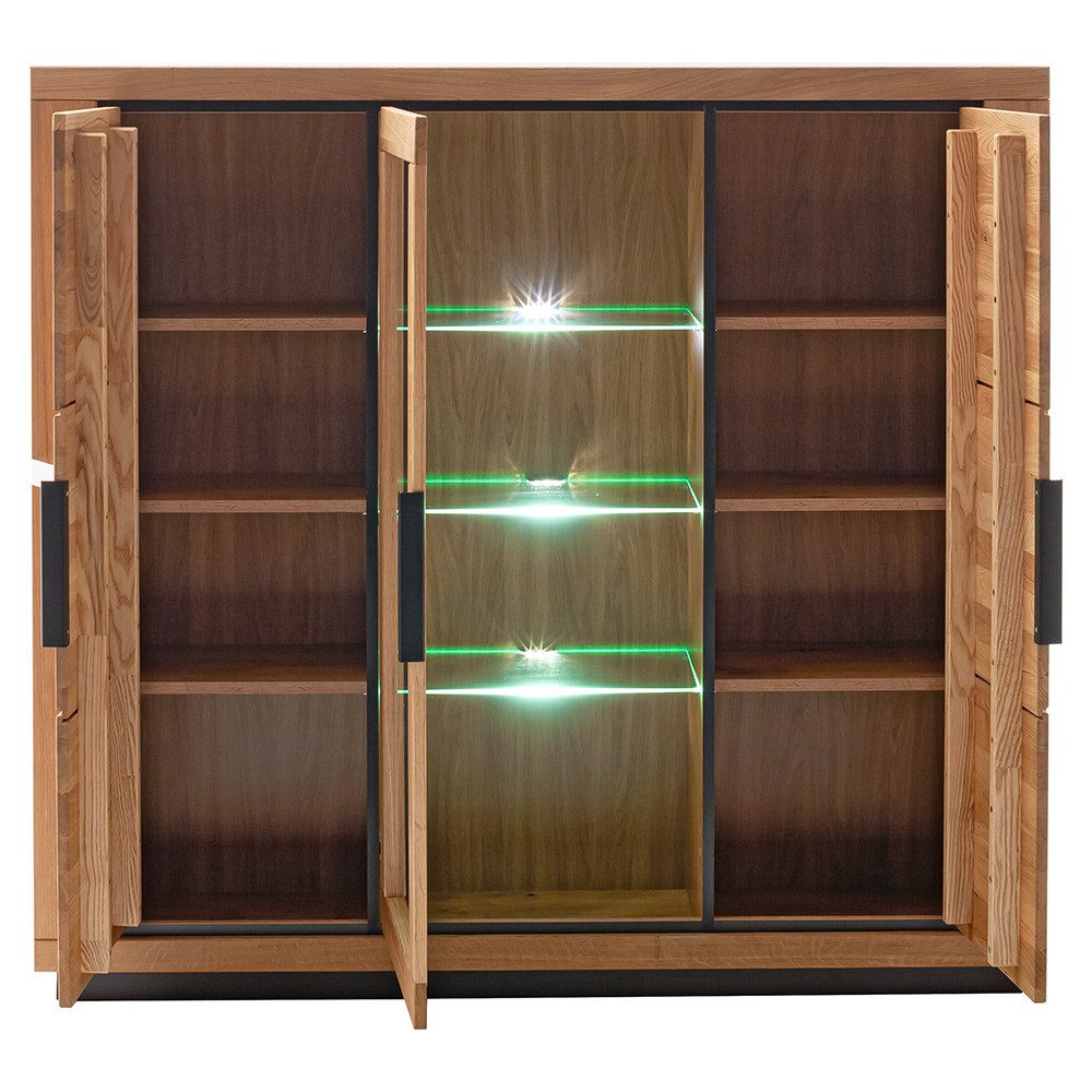 Lomadox Highboard GIUSTINO-06, Eiche teilmassiv geölt, günstig online kaufen