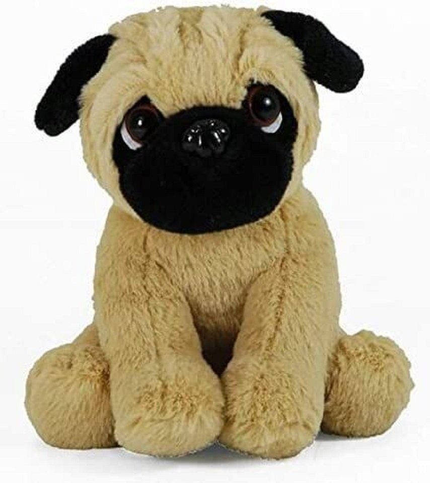 L und B Plüsch Kuscheltier Hund Mops ca. 18 cm, klassisch weichen Plüsch Welpe