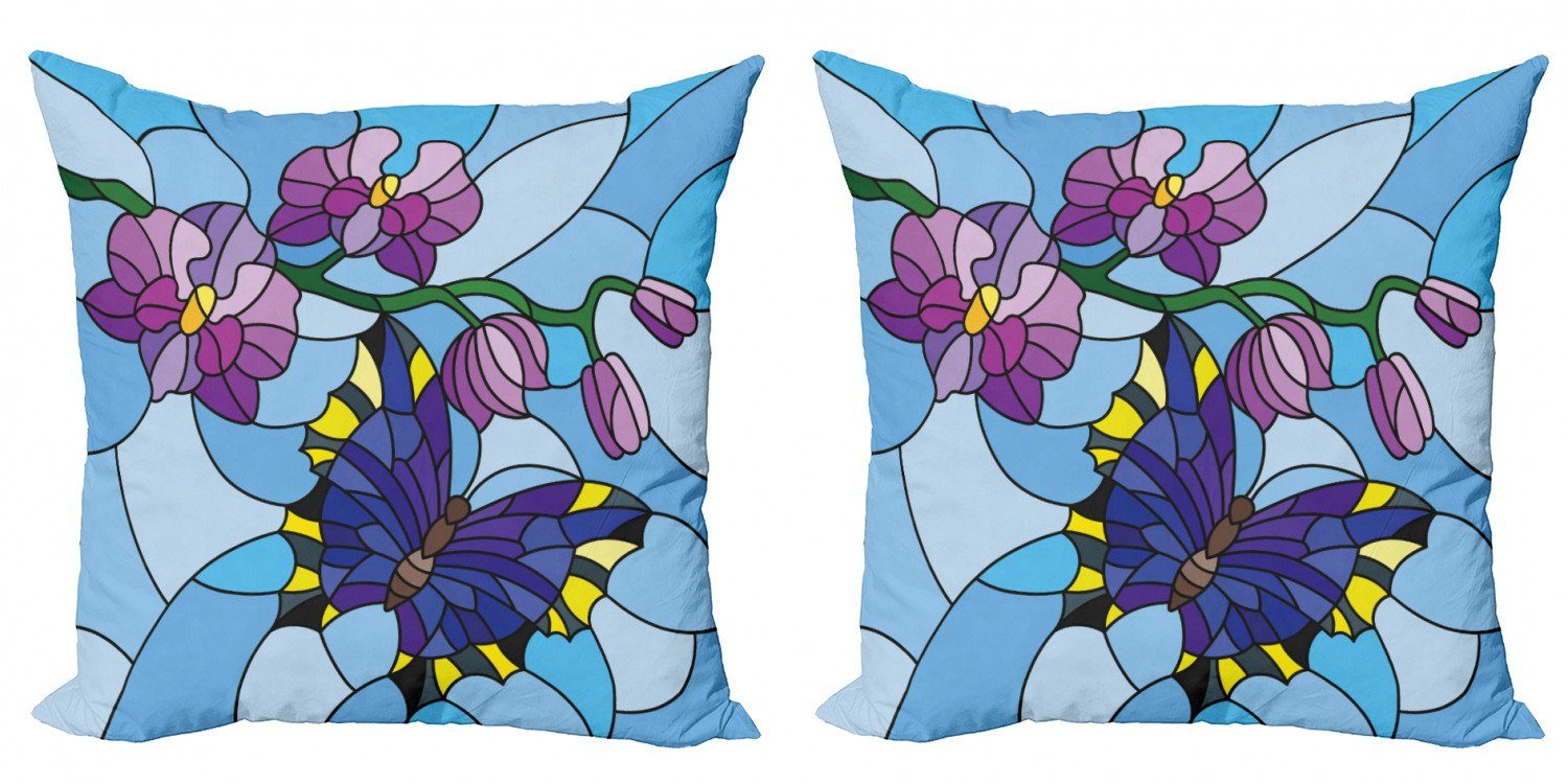 Floral Doppelseitiger Stück), Fractal Mosaic Accent Modern Kissenbezüge Abakuhaus (2 Digitaldruck, Orchideen