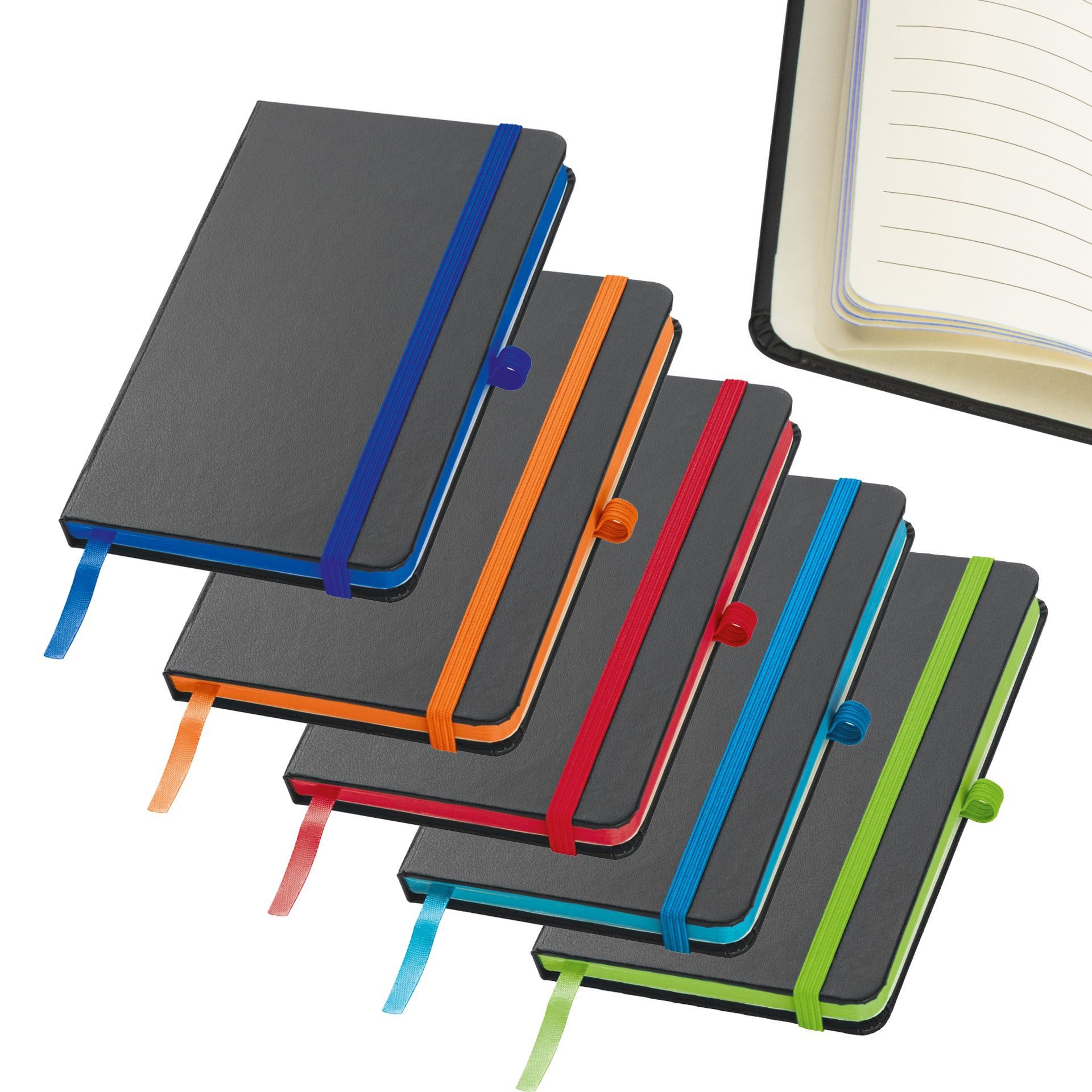 Notizbuch 5x Notizbuch / DIN A6 / 160 S. / liniert / PU Hardcover / 5 Farben