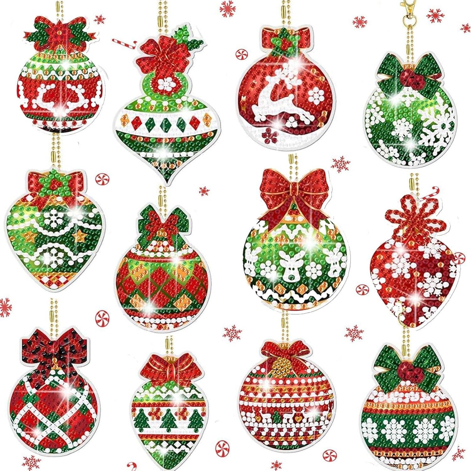Back-Set Diamond Painting Weihnachtsball Schlüsselanhänger Set für Kinder