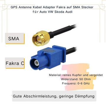 Bolwins H70 GPS Antenne Kabel Adapter Fakra auf SMA Stecker für VW Skoda Audi Elektro-Kabel, (24 cm)