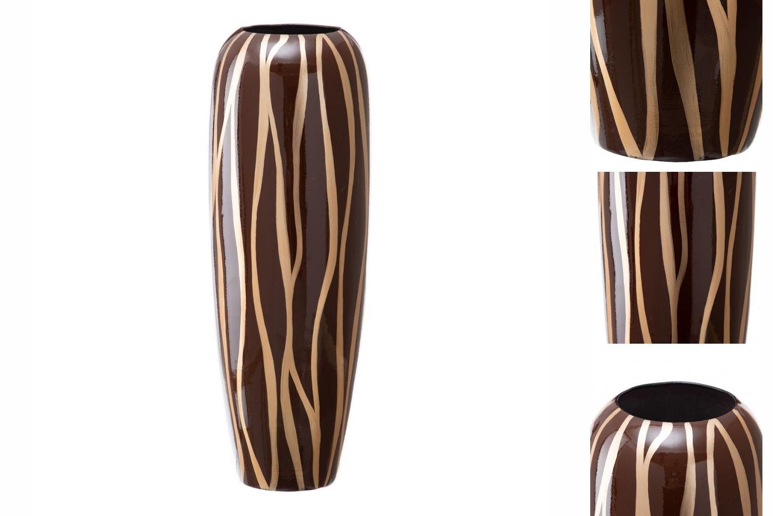 Bigbuy Dekovase Vase 21 x 21 x 58,5 cm Zebra aus Keramik Gold Braun