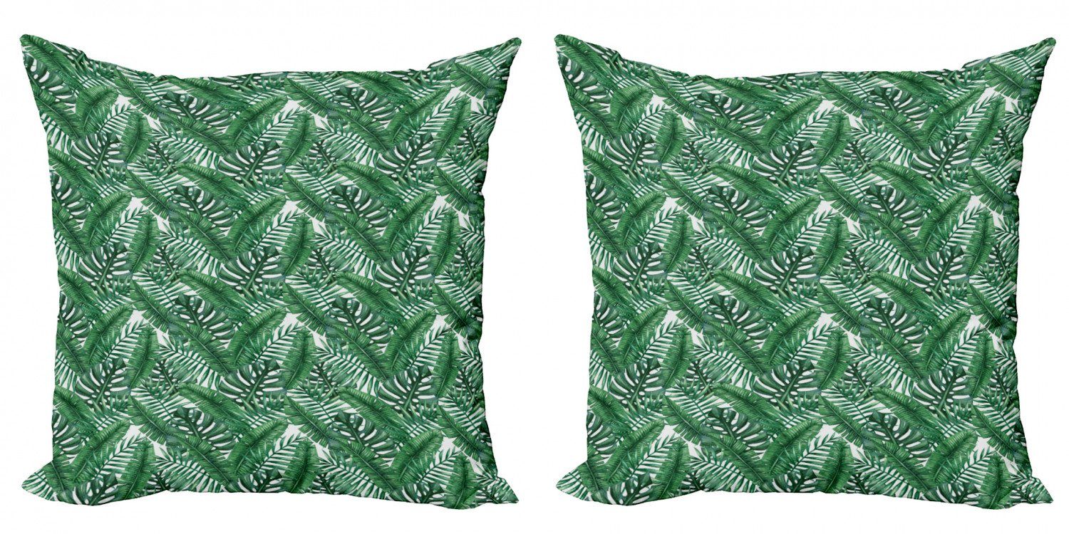 Kissenbezüge Modern Accent Doppelseitiger Digitaldruck, Abakuhaus (2 Stück), Palmblatt Aquarell-Dschungel