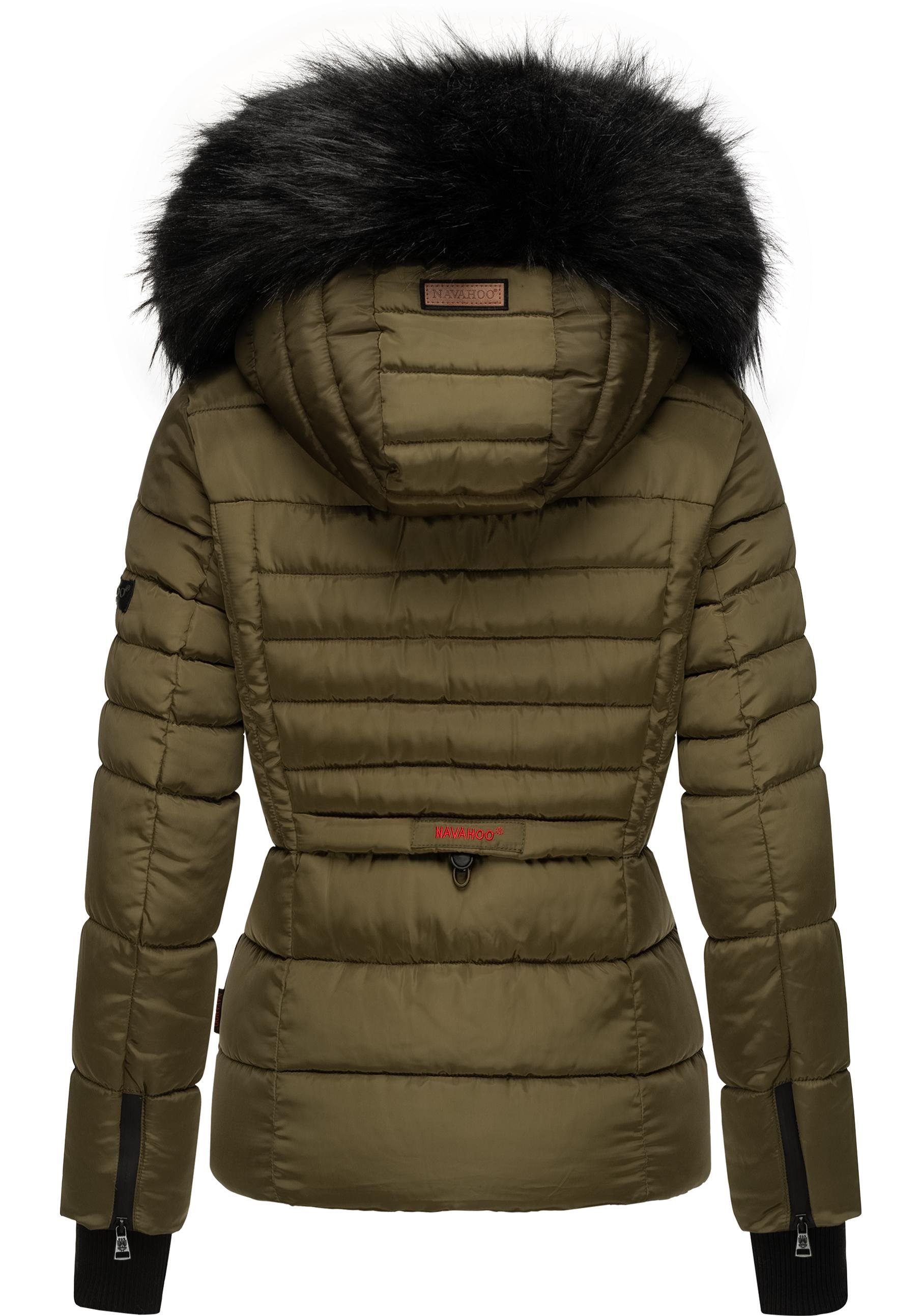 Navahoo Steppjacke Adele hochwertige Winterjacke mit edler Kunstfell- Kapuze