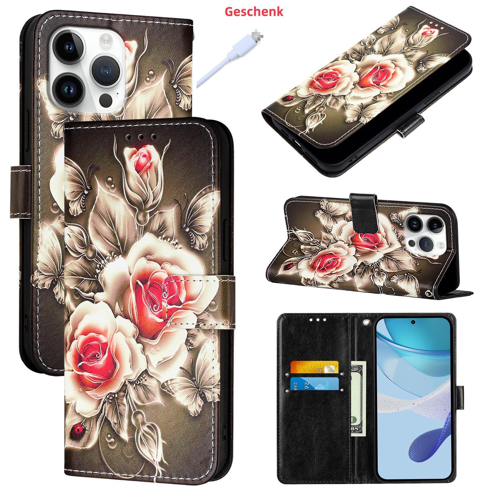 trends for living Handyhülle Leder Hülle Schutz Case für iPhone X XS 12 13 14 15 16 Pro Max Plus