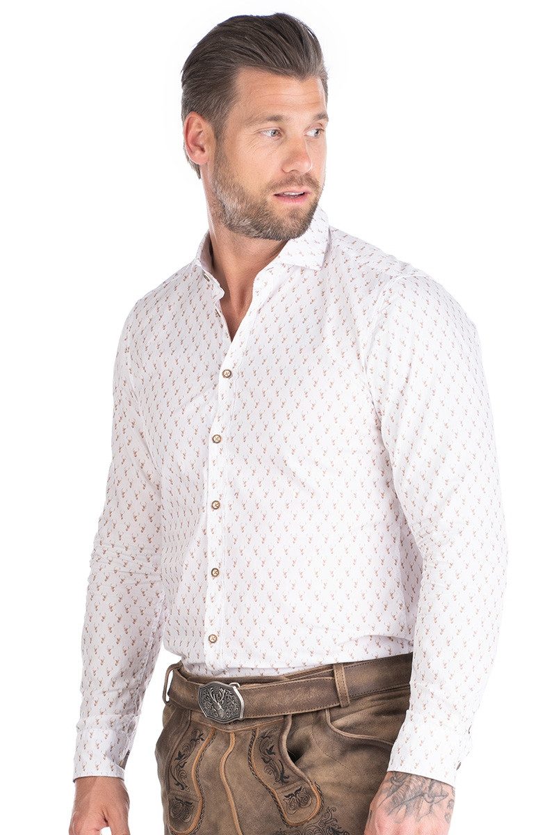 Hatico Trachtenhemd Trachtenhemd - SANDER - weiß/beige