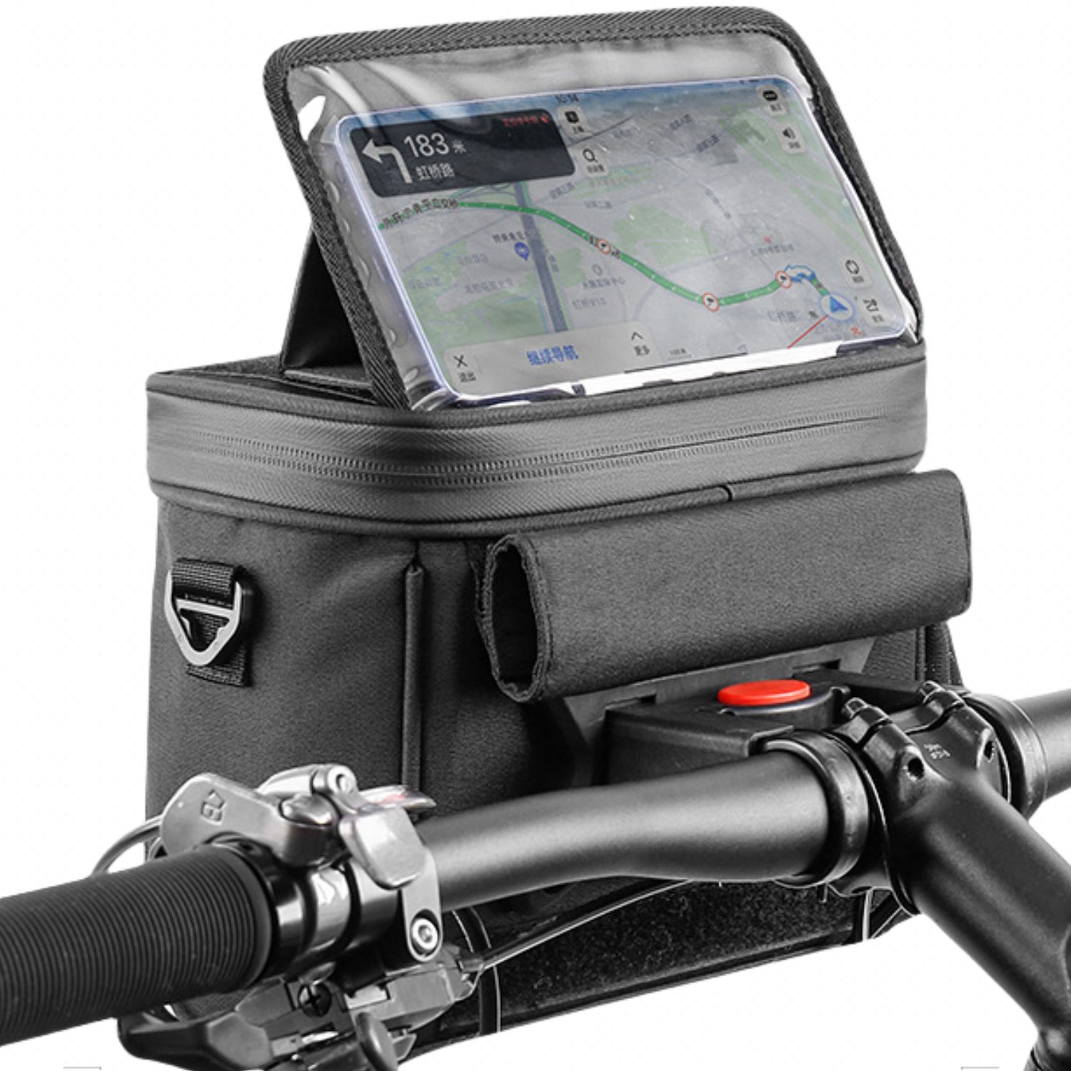 PFCTART Fahrradtasche 4.5L Schwarzer faltbarer Mehrzweck-Radsportbeutel Fahrradlenkerpaket (Mit Touchscreen), Abdichtung