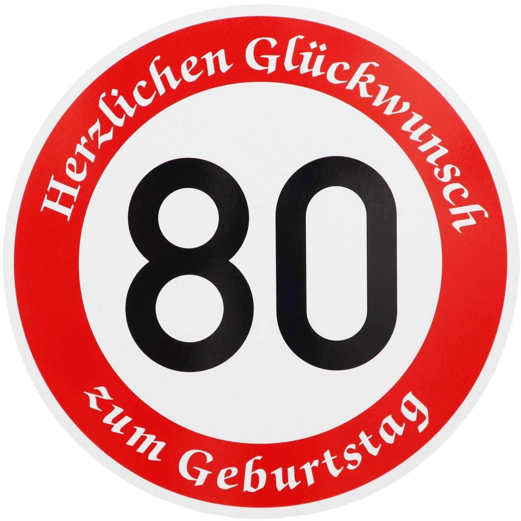 BauSupermarkt24 Verkehrsschild ORIGINAL Verkehrszeichen Nr. 274-80 " 80km/h " mit Geburtstagstext