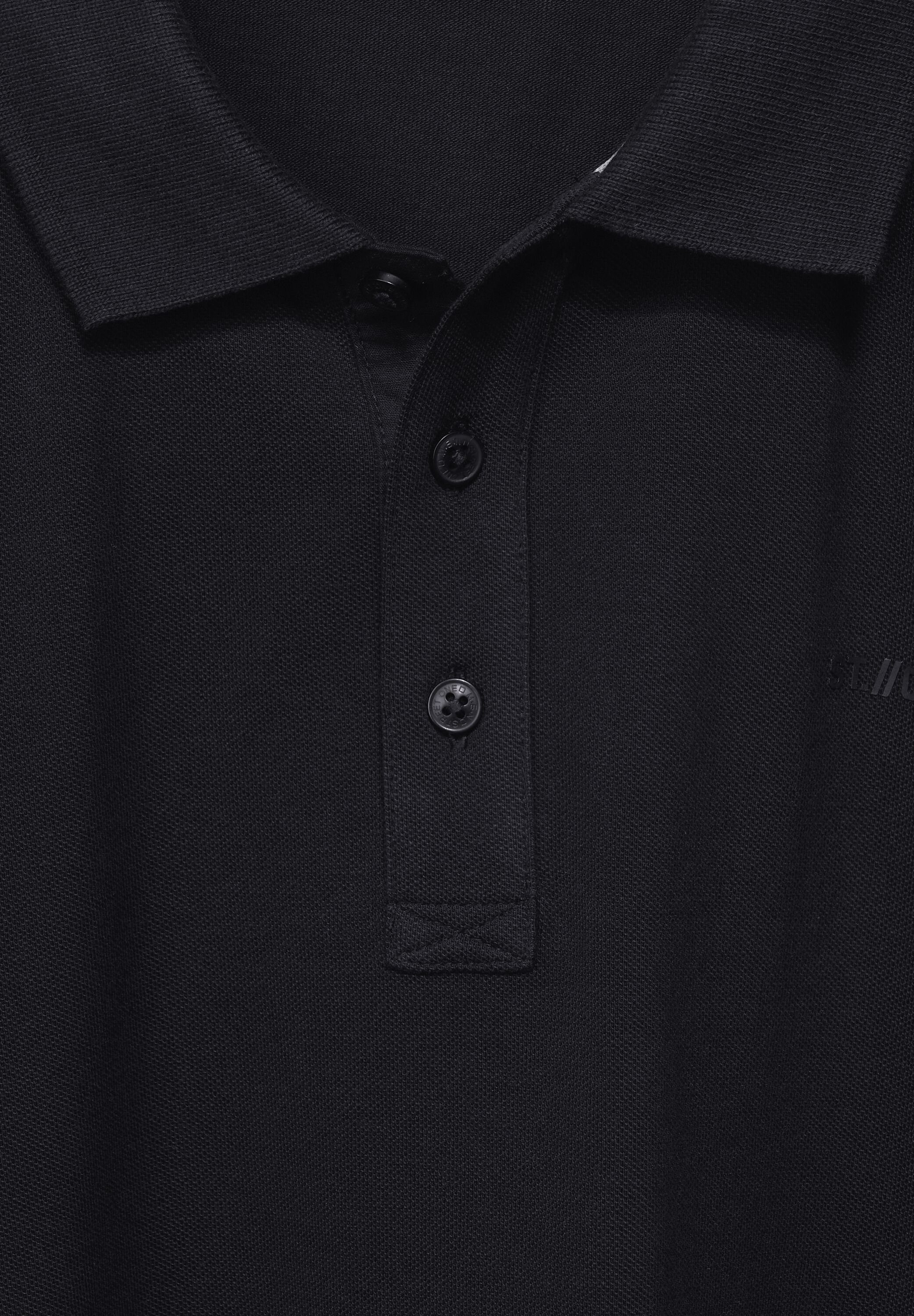 MEN ONE STREET Poloshirt in Black Unifarbe