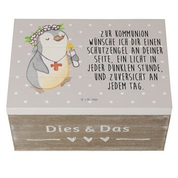 Mr. & Mrs. Panda Dekokiste 22 x 15 cm Pinguin Kommunion Mädchen - Grau Pastell - Geschenk, Konfi (1 St), Einschlagscharniere