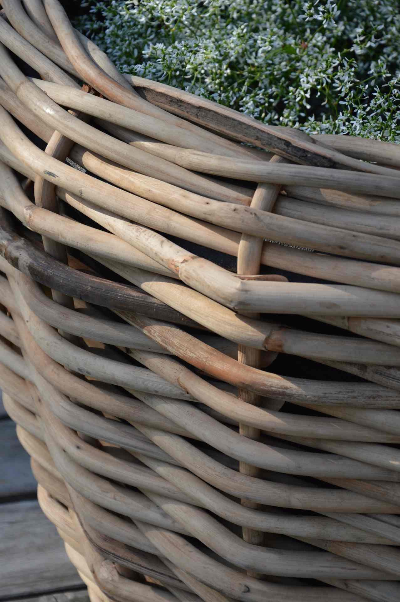 jankurtz Blumenkasten Pflanzenkorb Palau aus Naturrattan, Ø 57 cm, Innentopf aus Kunststoff mit Ablauflöchern, Ø 40 cm