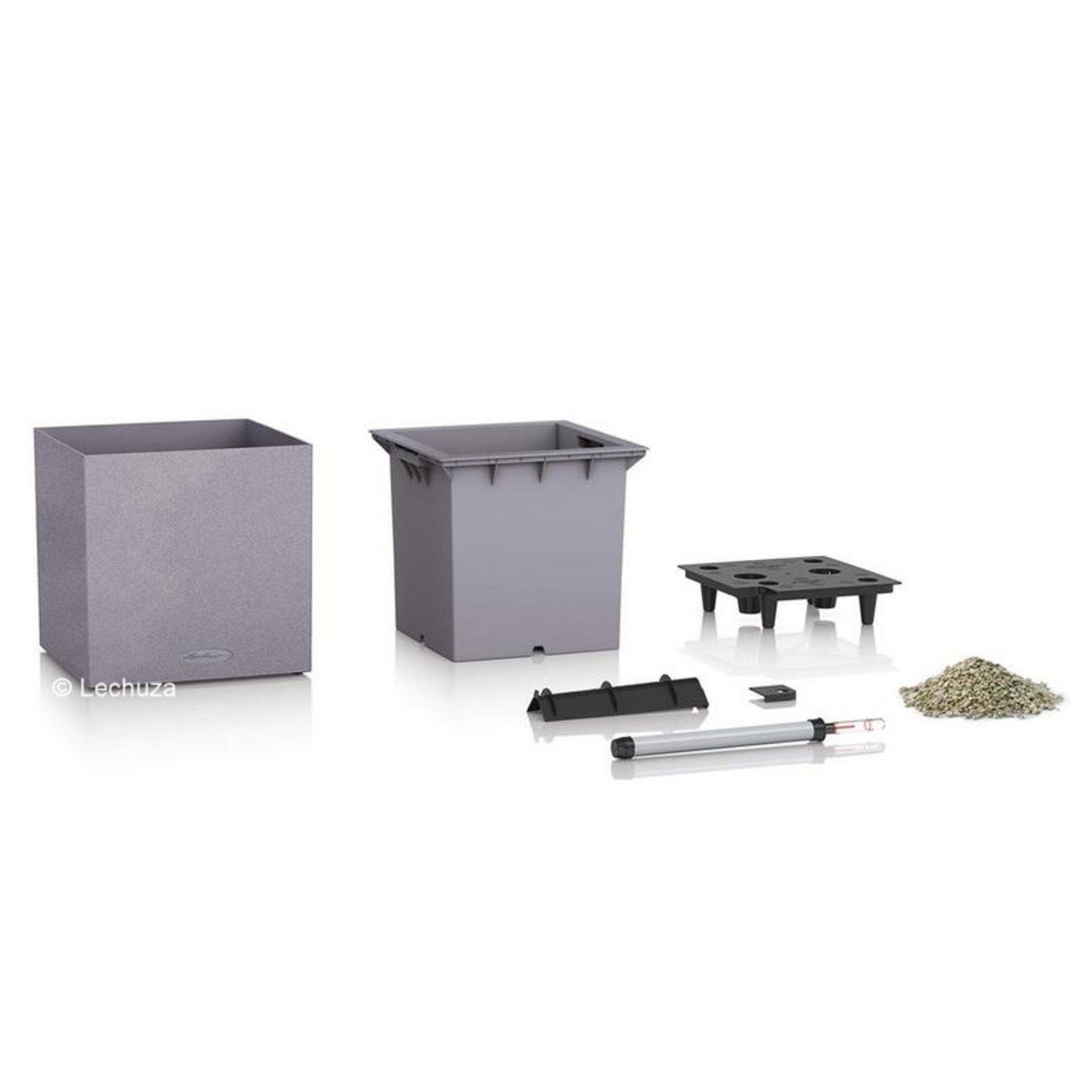 Lechuza Pflanzgefäß Canto Stone low 30 Graphitschwarz 30 cm x 30 cm günstig online kaufen