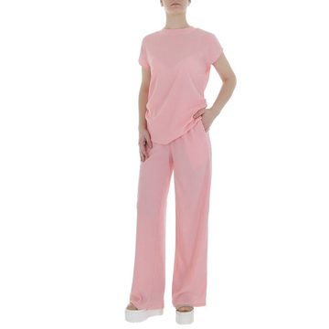 Ital-Design Freizeitanzug Damen Elegant Marlene-Hose (86365137), Stretch Zweiteiler in Rosa