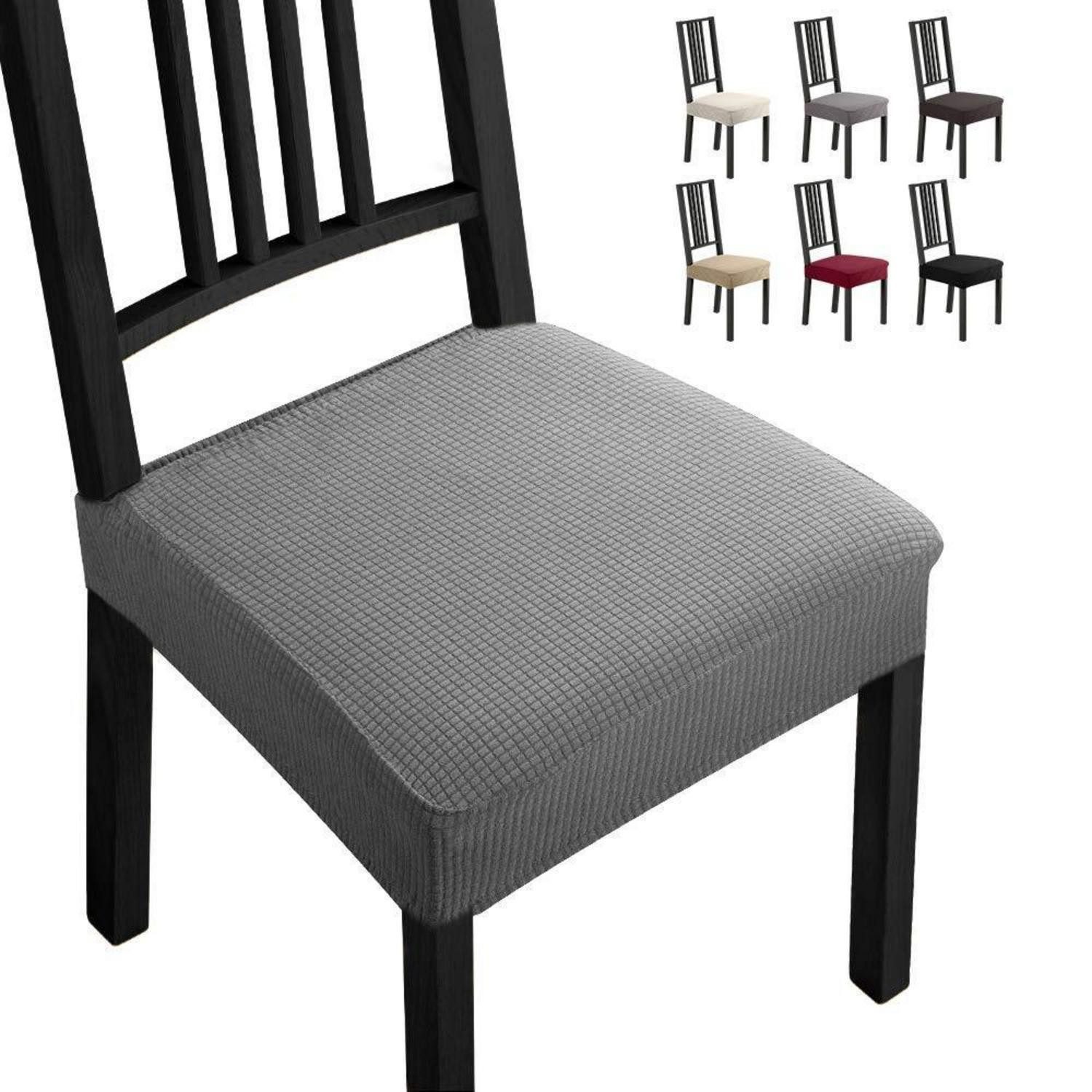 LuxusKollektion Stuhlhusse Stuhlhussen 4 Stück Jacquard Spannbezug Fleckschutz Grau Paquet de 4