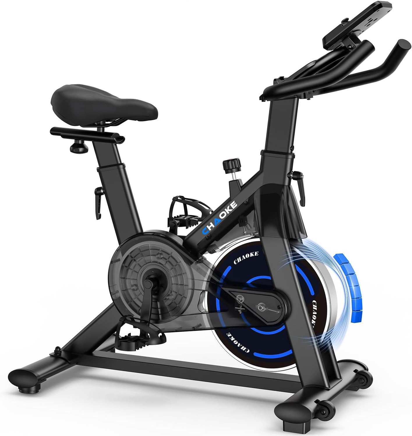 CHAOKE Heimtrainer Neues Upgrade Heimtrainer Fahrrad mit APP und verstellbarem Widerstand (100% Leises Magnetwiderstand, LCD-Monitor, 150KG Belastbar), 100% Leises Magnetwiderstand, LCD-Monitor