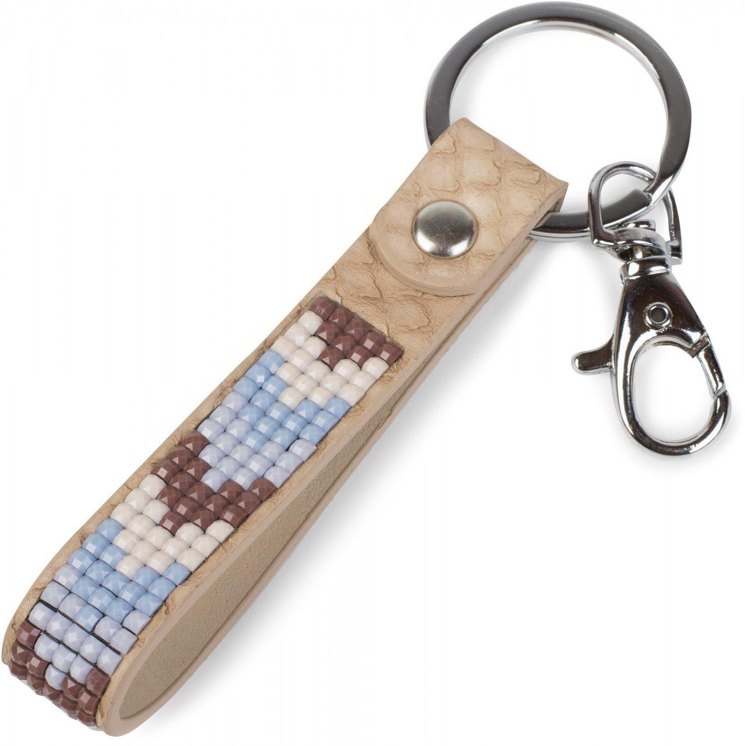 styleBREAKER Schlüsselanhänger (1-tlg), Schlüsselanhänger mit Steinen im Tetris Look Beige