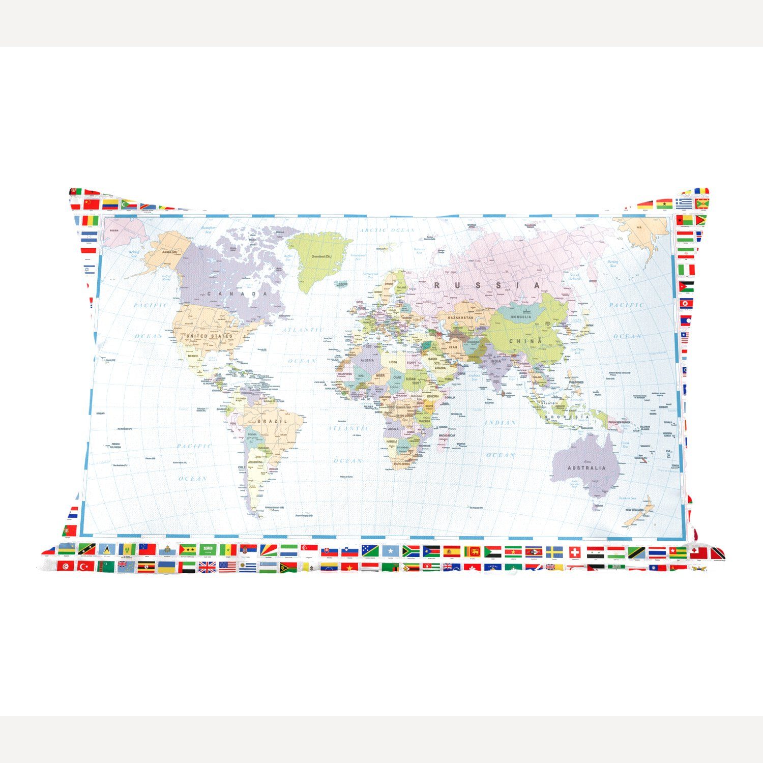 MuchoWow Dekokissen Weltkarte - Flagge - Atlas, Wohzimmer Dekoration, Zierkissen, Dekokissen mit Füllung, Schlafzimmer