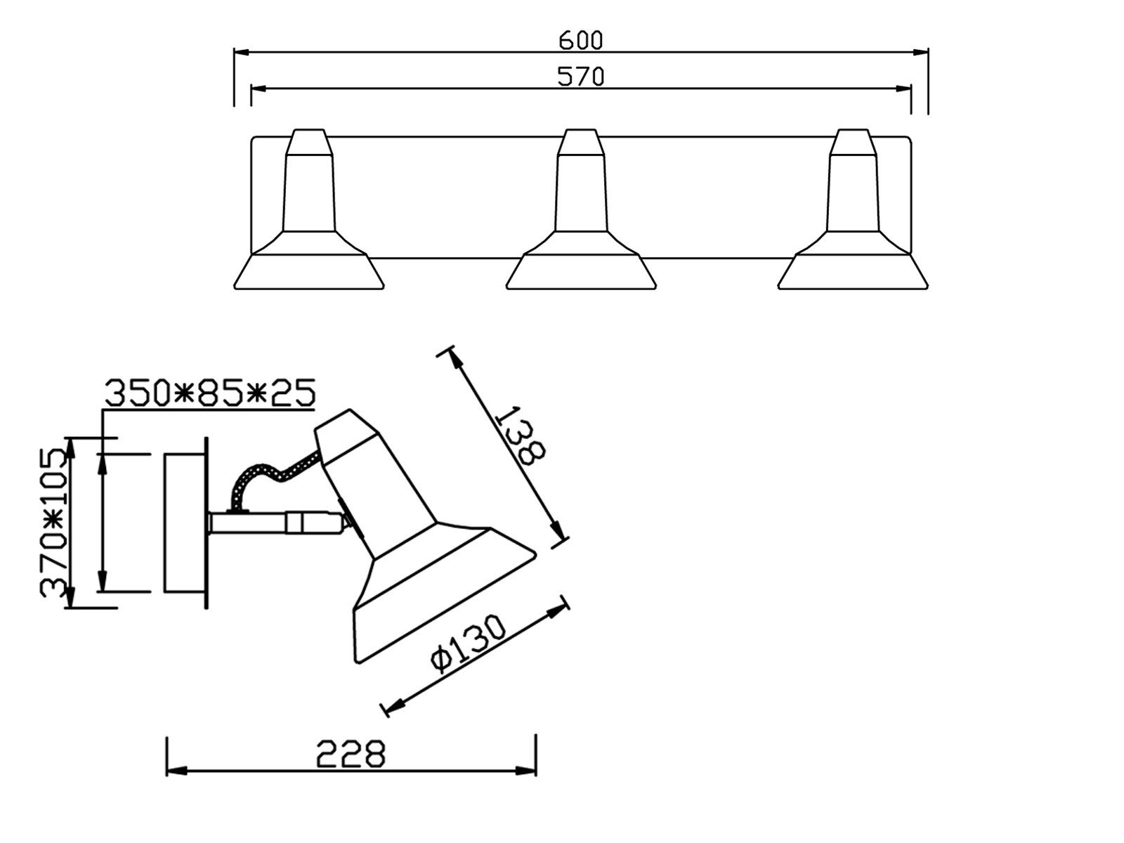 TRIO Leuchten LED Deckenspot, Dimmfunktion, LED wechselbar, Leuchtmittel über Lichtschalter in 3 Stufen dimmbar, Warmweiß, innen, Industrial Deckenleuchte für Treppenhaus mit 3 Spots Weiß