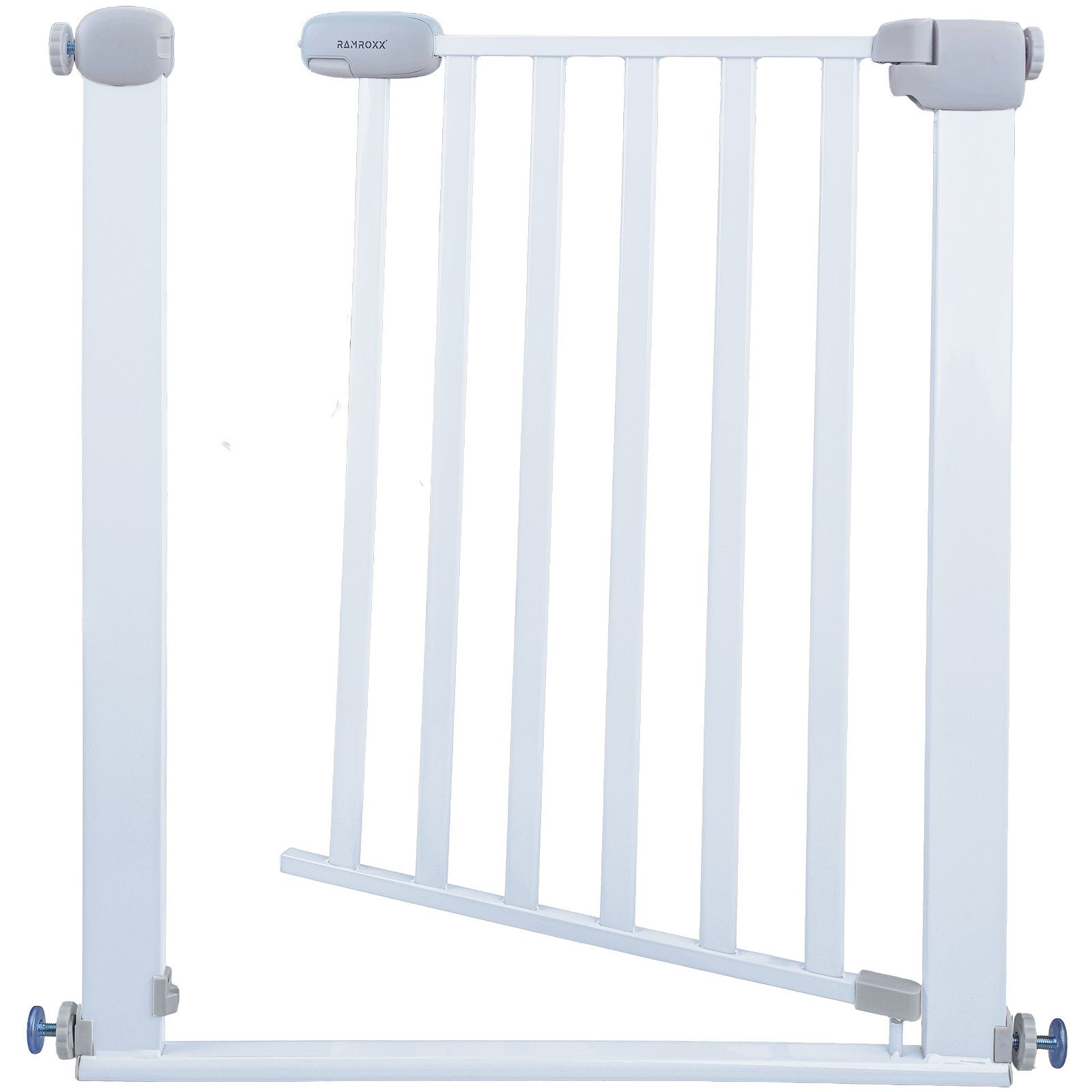 RAMROXX Treppenschutzgitter 82-92cm Türgitter Weiß RAMROXX Kindersicherung 77cm Hoch – Bild 4 von 5