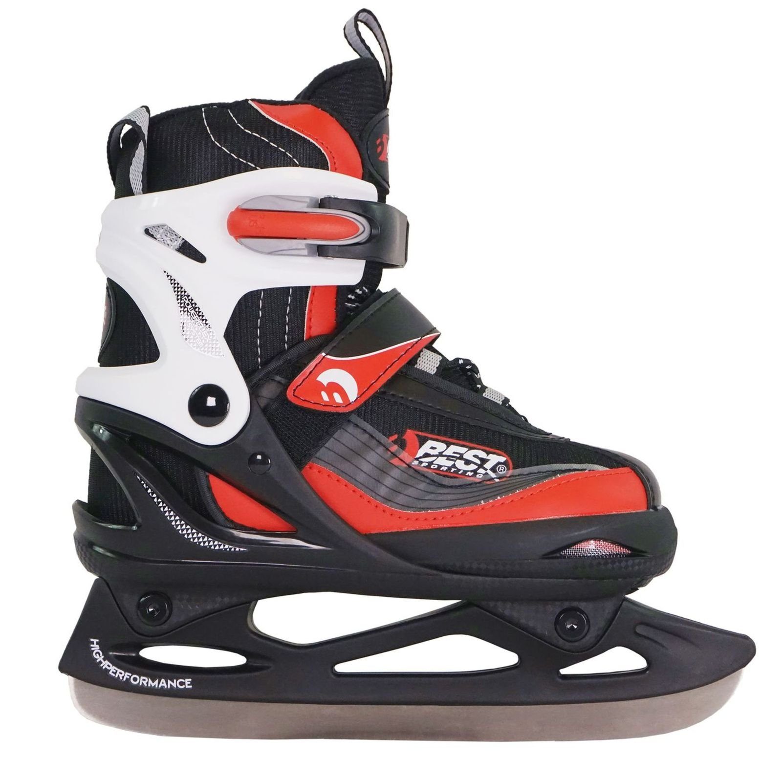 Best Sporting Schlittschuhe Verstellbare Schlittschuhe, Ice Skates I Eislaufschuhe I schwarz/rot oder schwarz/blau