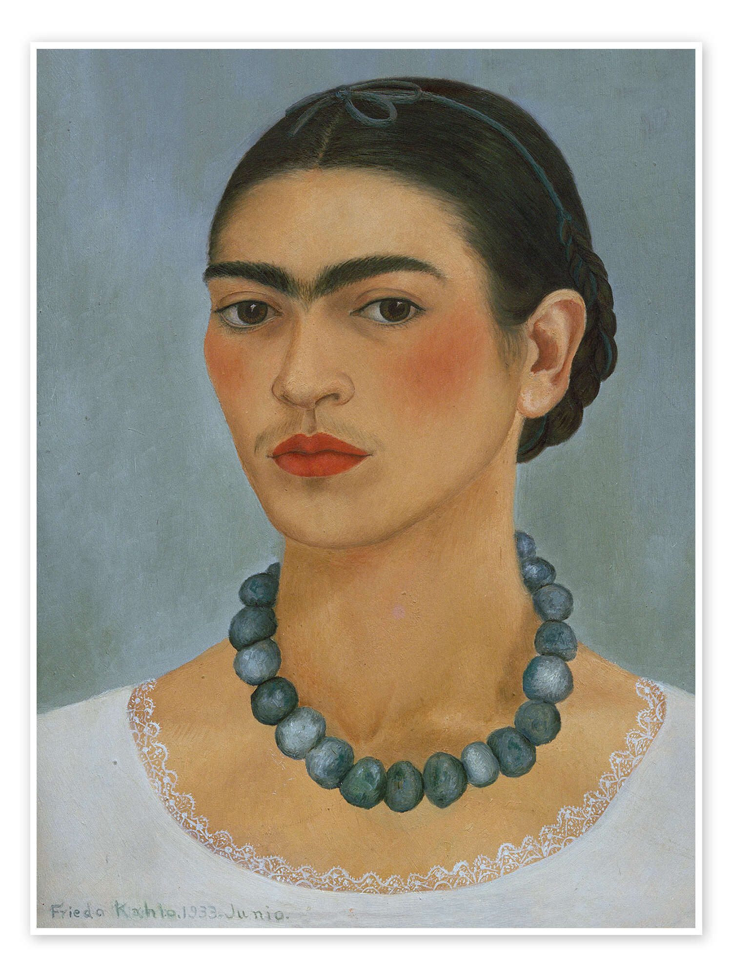 Posterlounge Wandbild Selbstbildnis mit Halskette, 1933, Frida Kahlo, erhältlich als Poster, Leinwandbild, Wandsticker oder Acrylglasbild