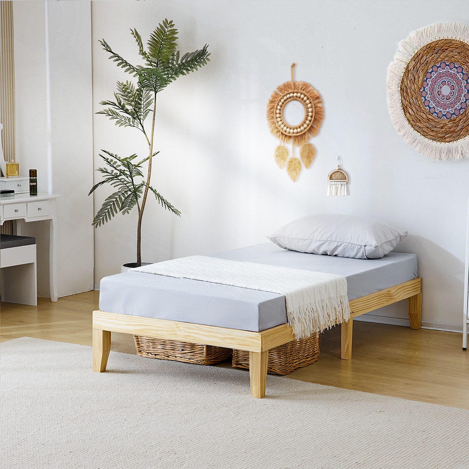 VINGLI Bettgestell 90x200cm/140x200cm/160x200cm, Holzbett mit Lattenrost günstig online kaufen