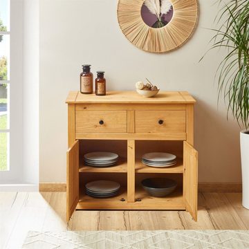 CARO-Möbel Kommode CANCUN, Anrichte Kommode im Landhaus Stil Kiefer massiv Sideboard mit Schublad