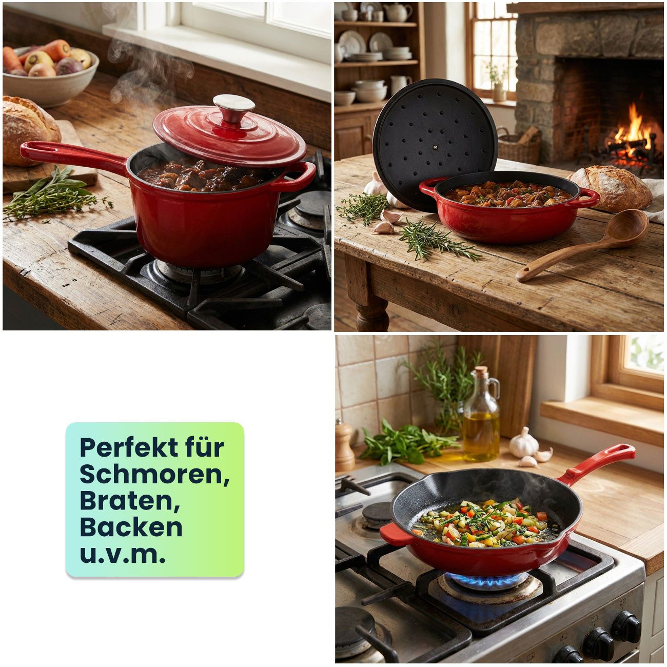 Casativo Topf-Set Topf-Set aus Pfanne, Kochtopf und Stielkasserolle, Kochgeschirr für alle Herdarten, Induktion & Backofen – Bild 4 von 5