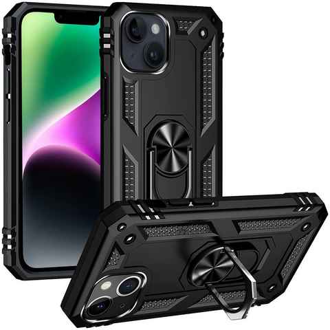 CoolGadget Handyhülle Armor Shield Case für Apple iPhone 14 Plus 6,7 Zoll, Outdoor Cover mit Magnet Ringhalterung Handy Hülle für iPhone 14 Plus