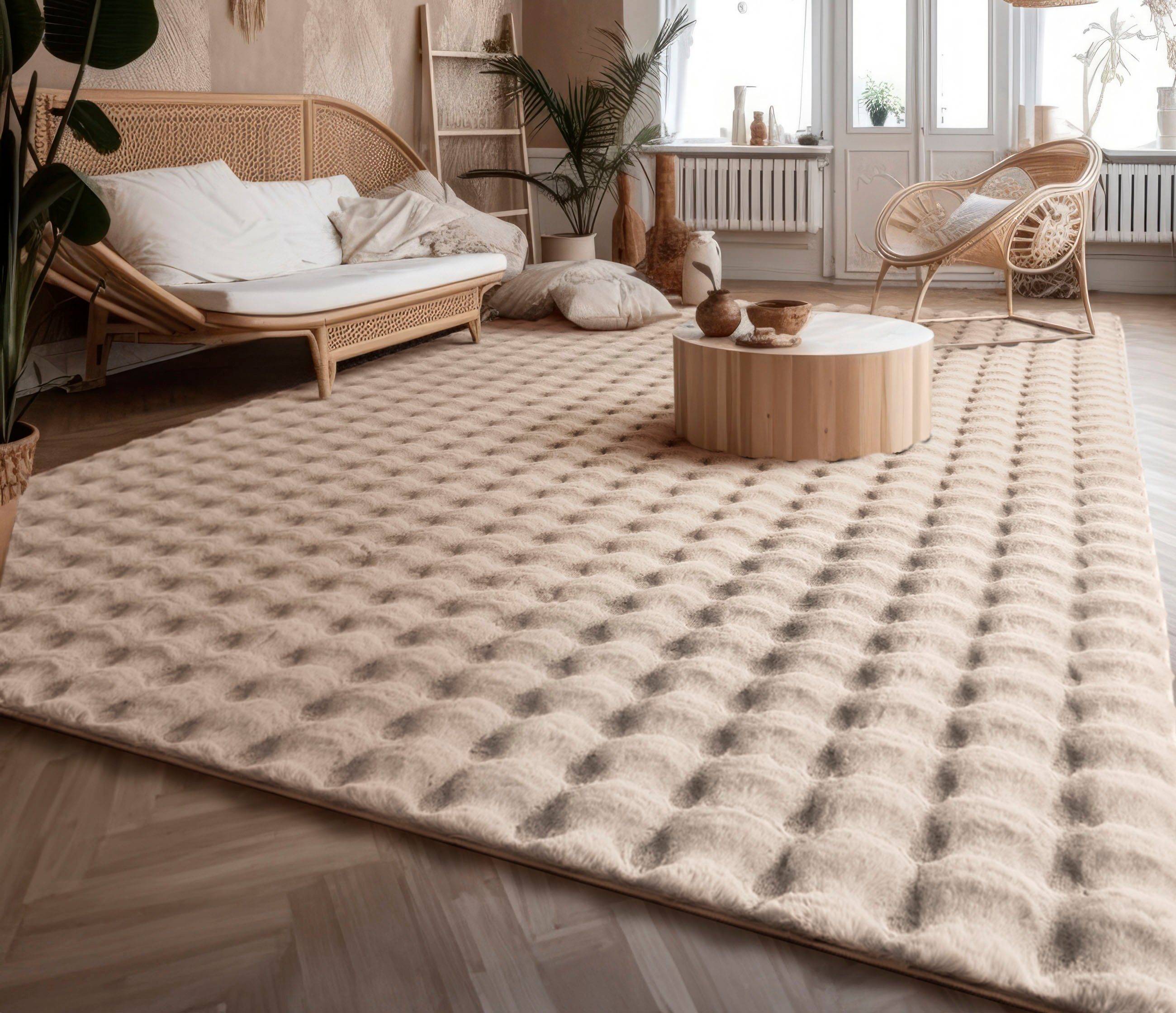 Paco Home Hochflor-Teppich »Arnheim 741«, rechteckig, 34 mm Höhe, Uni Farbe günstig online kaufen
