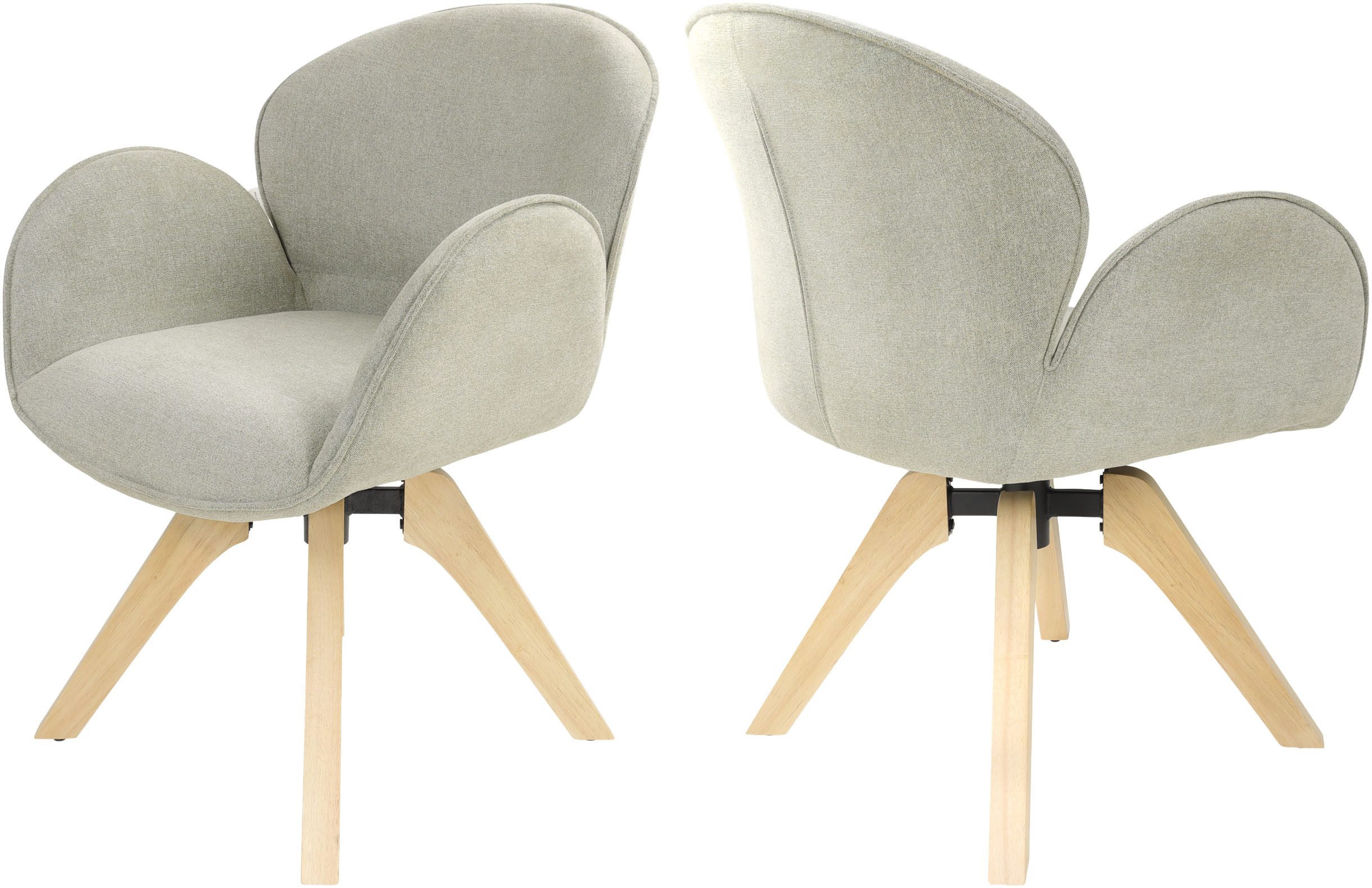 TOM TAILOR HOME Armlehnstuhl WINGS ARMCHAIR (Set, 2 St), mit Armlehnen, drehbar, Rückholfunktion, Massivholzgestell