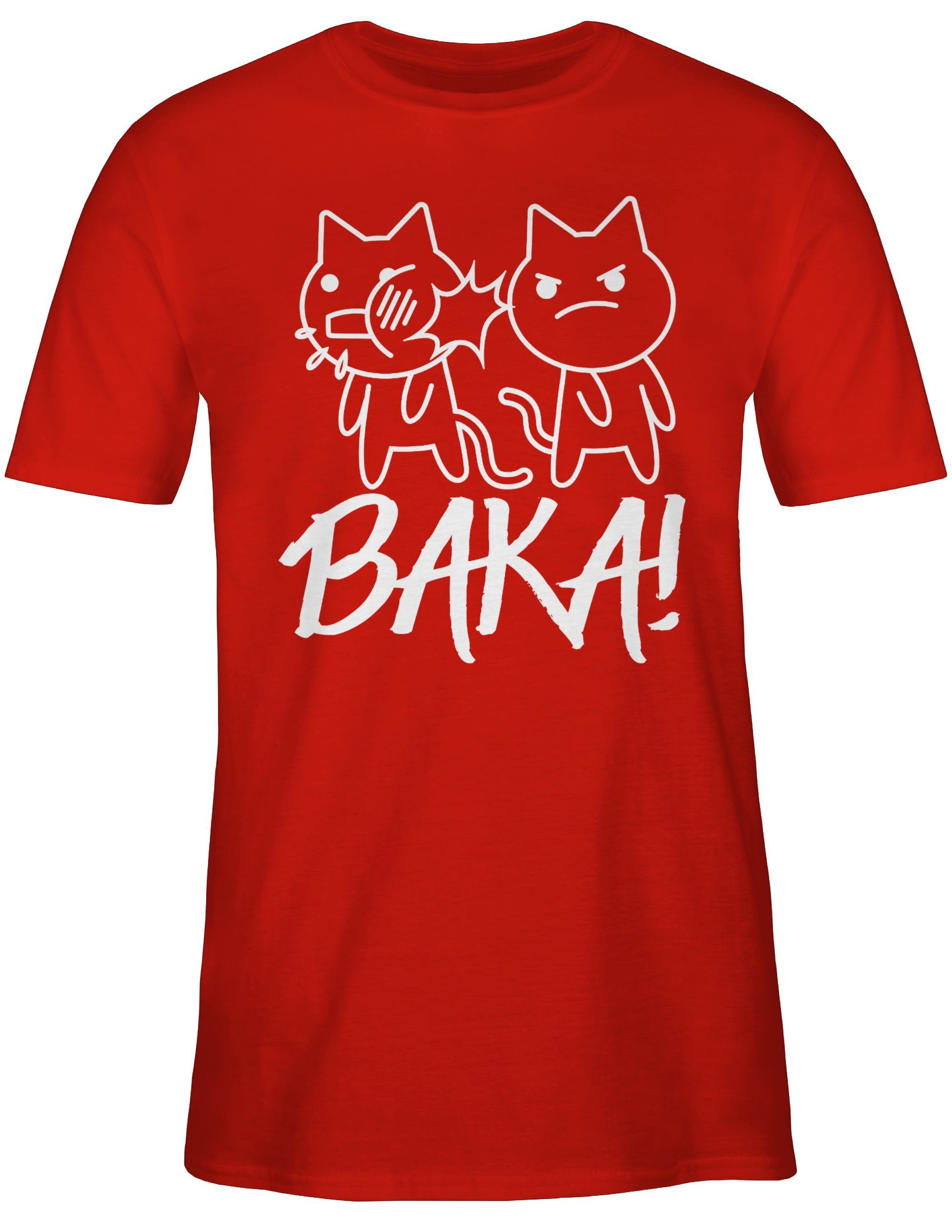 weiß mit Rot Baka! - Shirtracer Geschenke T-Shirt Anime Katzen 03