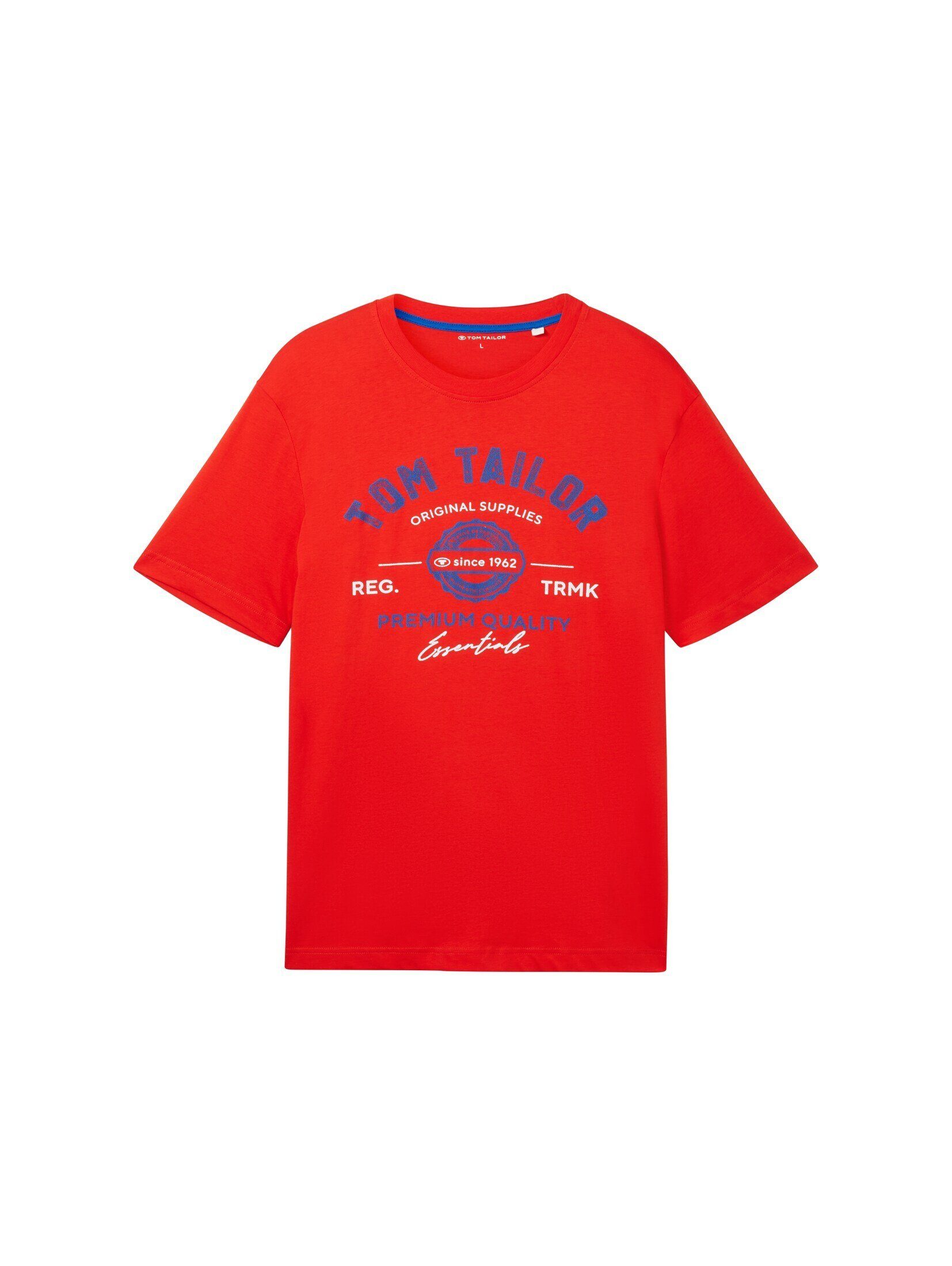 Print TAILOR Red Basic Logo mit T-Shirt TOM T-Shirt