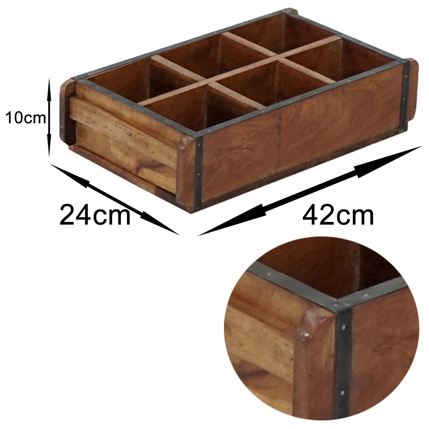 Marrakesch Orient & Mediterran Interior Aufbewahrungsbox Vintage Aufbewahrungsbox Unikat handgefertigt aus Holz in Braun 42 cm (Stück, 1 St., 1), Handarbeit