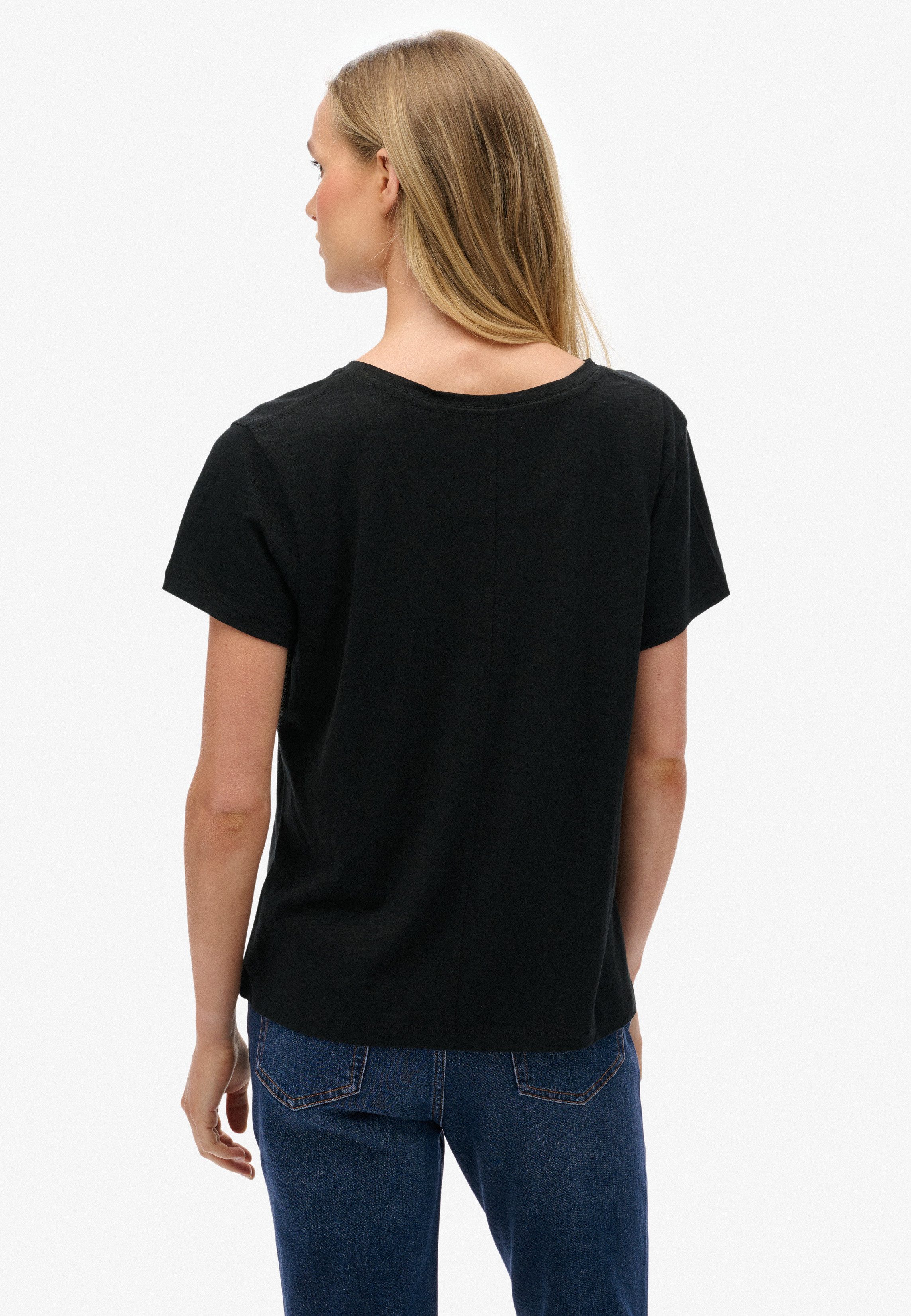 Superdry T-Shirt STUDIOS SLUB EMB VEE TEE Baumwollmischung, relaxed fit – Bild 3 von 5