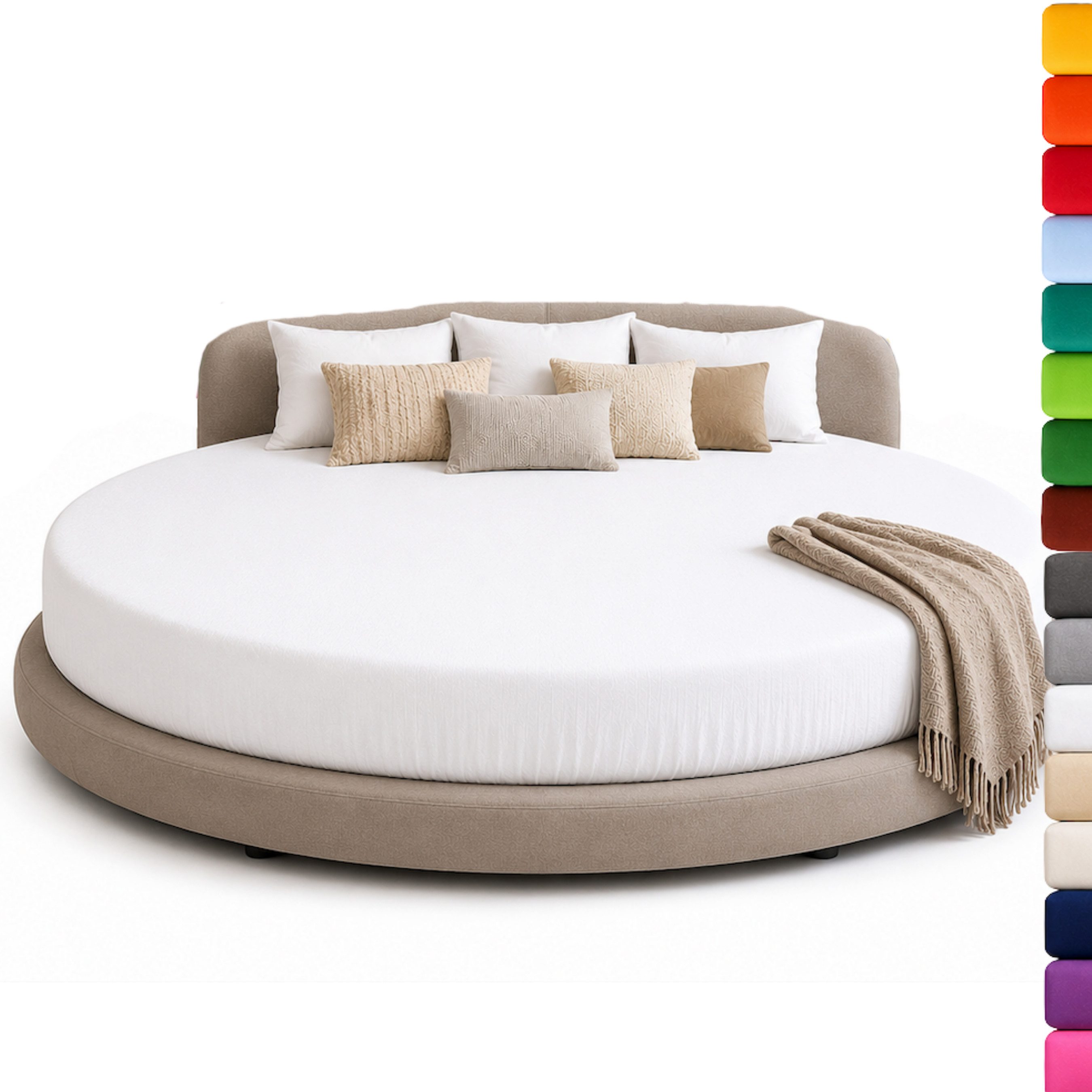Strauss Home Spannbettlaken Premium RUND 220x220 bis 25cm 100% Baumwolle 160GSM Jersey, Gummizug: Rundumgummizug, 150GSM
