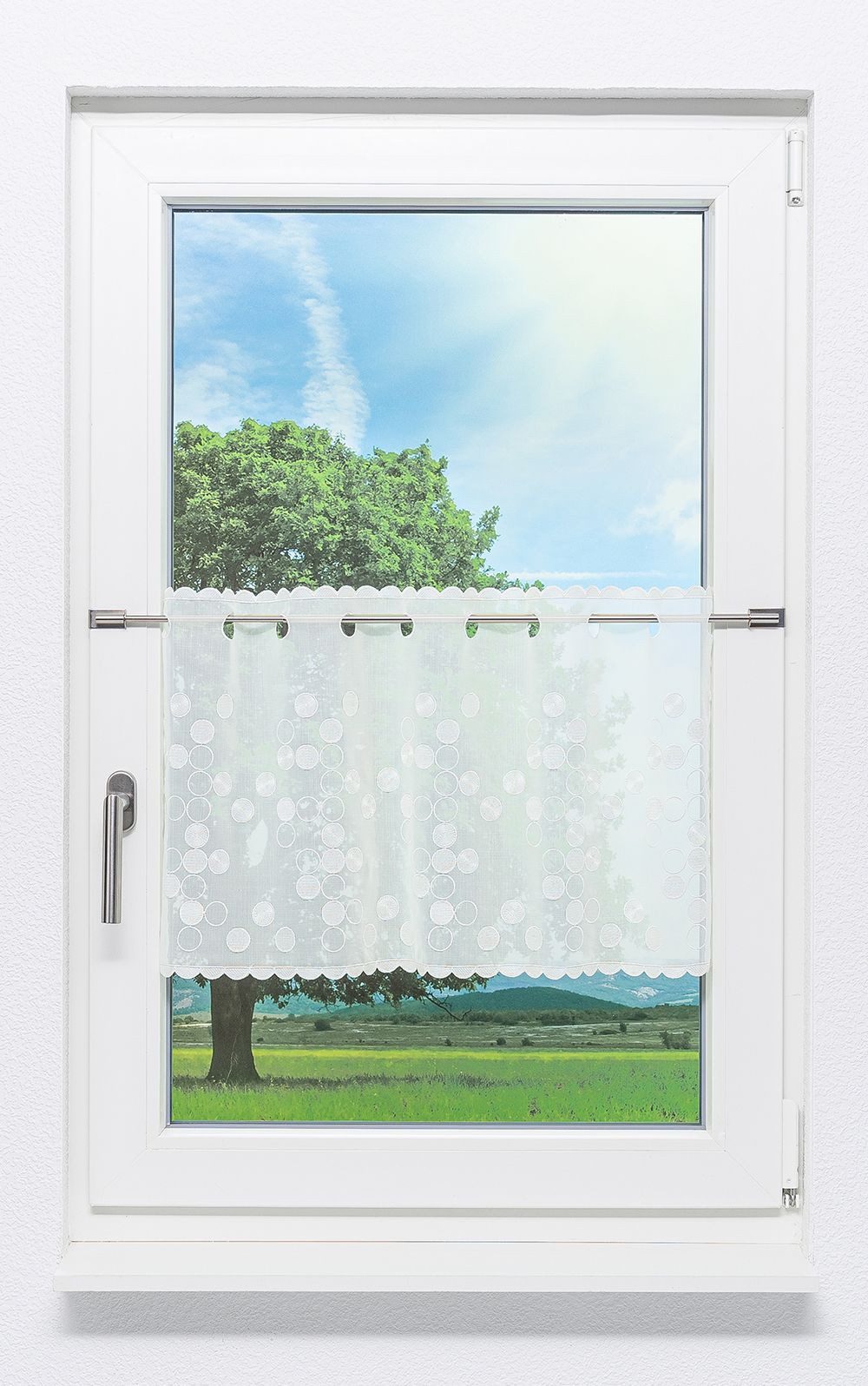Plauener Spitze® Scheibengardine Kreisrund (1 St), transparent, HxB 40x44cm