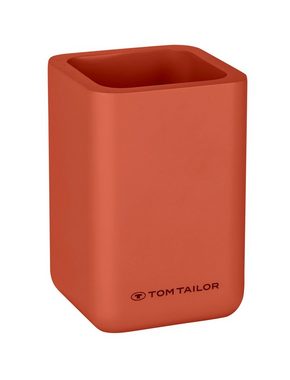 TOM TAILOR HOME Badaccessoire-Set Badezimmer Zahnbürstenhalter Rot, 2x Zahnputzbecher, Polyresin, Trendfarbe Coral, Glatte Oberfläche