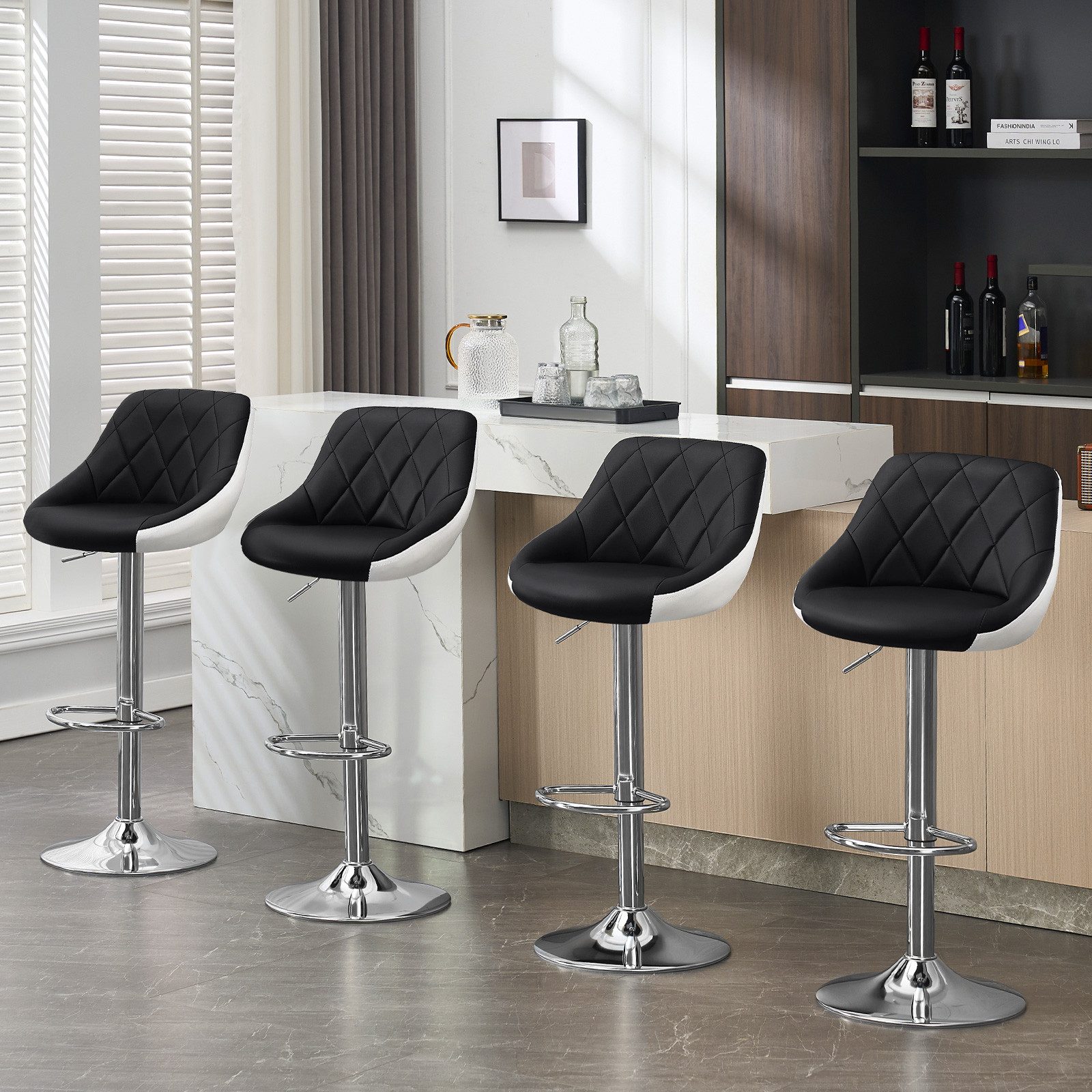 Woltu Barhocker (1 St), höhenverstellbar, drehbar, aus Kunstleder, verchromtem Stahl