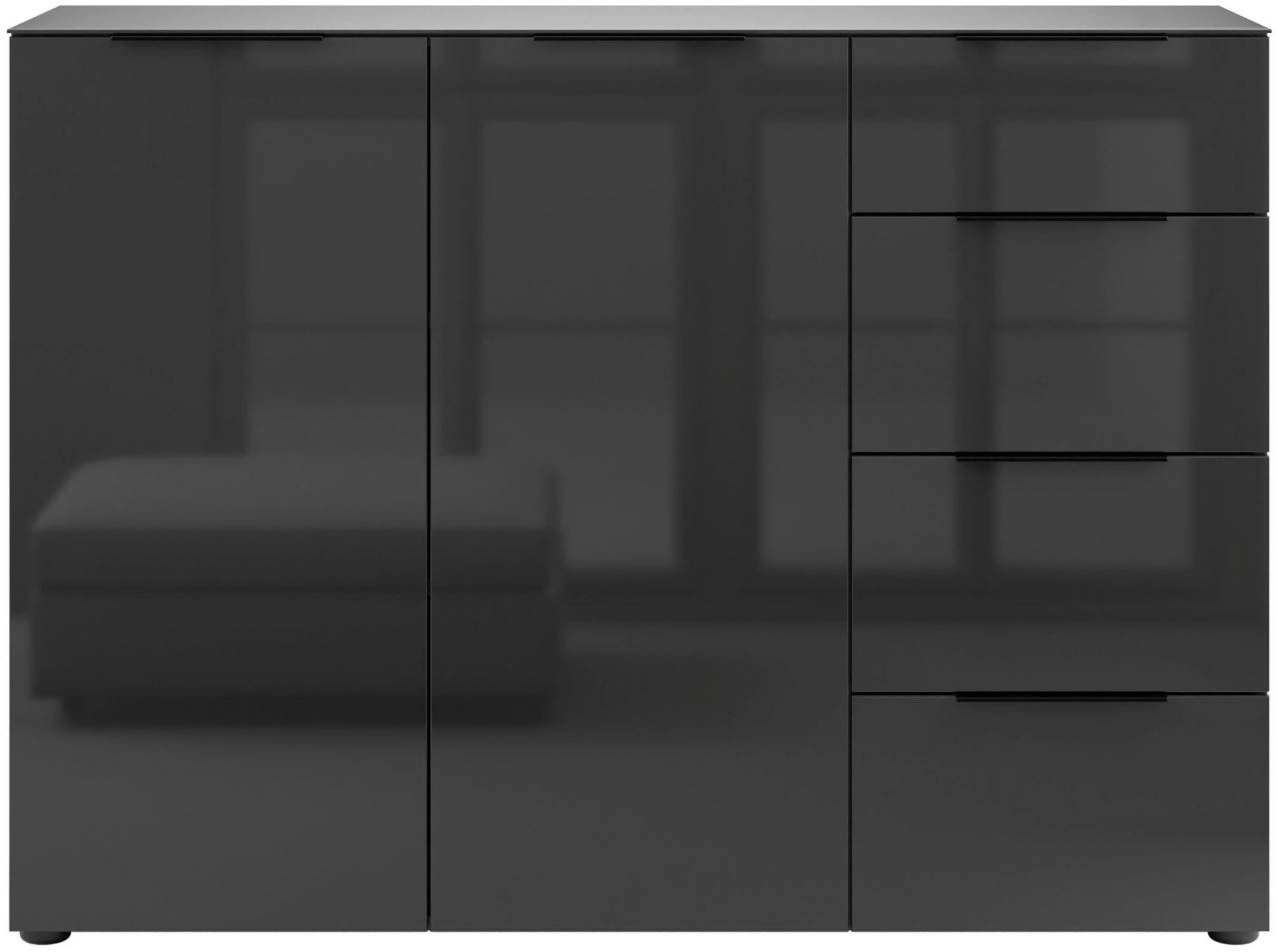 Manjana Möbel Kommode Kommode mit Chrom oder Schwarz matten Metallgriffen